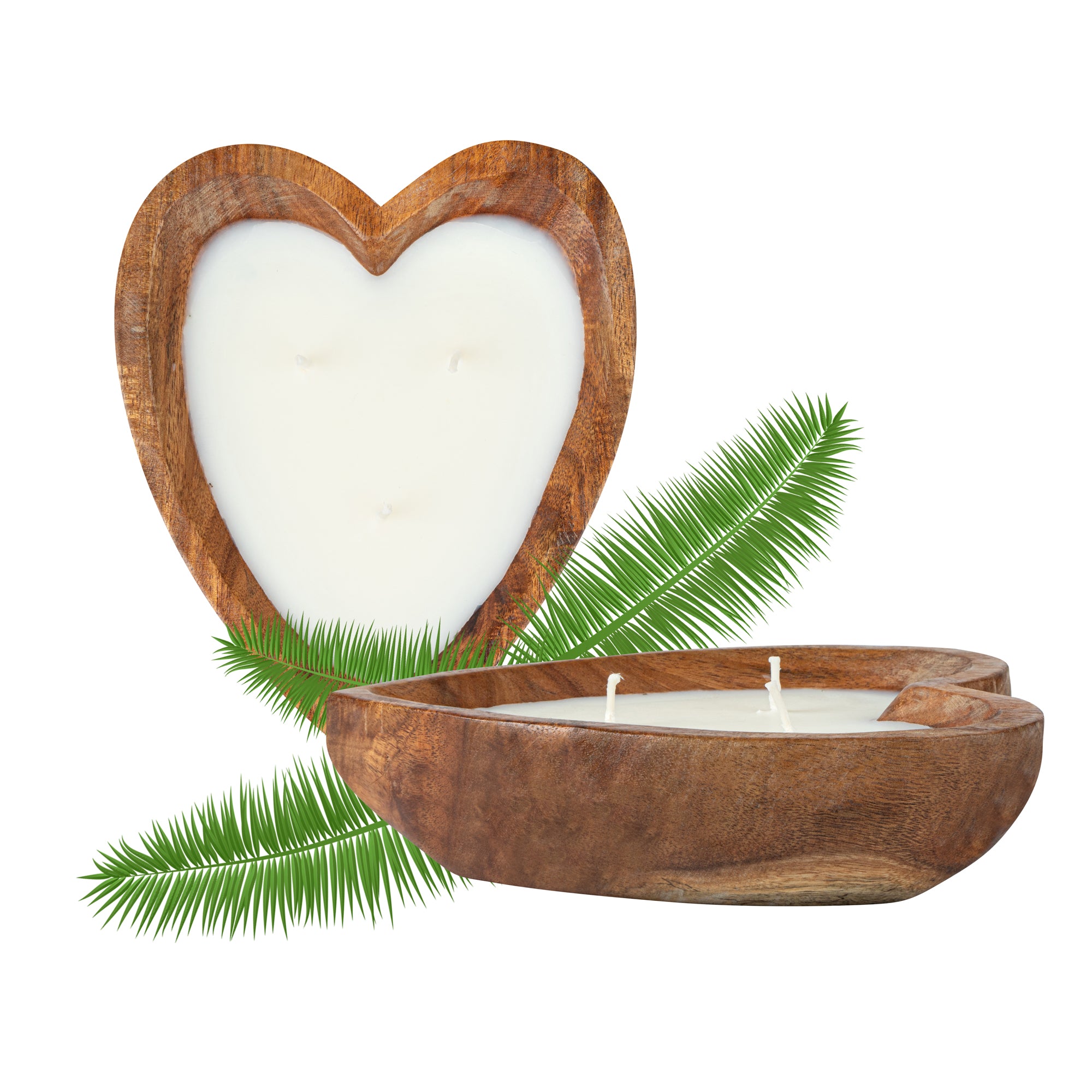 Coco Casa Handmade Wood Heart Dough Bowl Candle - Lavender - 7" x 5 1/2" x 2" - 10 count box