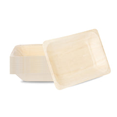 Taipei Rectangle Natural Poplar Plate - 7 3/4'' x 5 1/2'' x 1'' - 200 count box