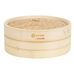 Motomori Round Natural Bamboo Steamer - 10'' x 10'' x 4'' - 1 count box