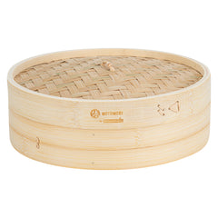 Motomori Round Natural Bamboo Steamer - 12'' x 12'' x 4'' - 1 count box