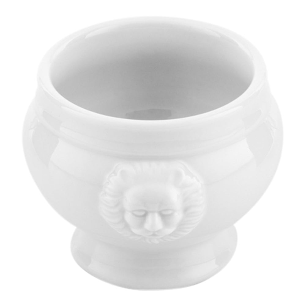 6 oz Round White Porcelain Lion Head Soup Bowl - 4" x 3 1/4" x 2 1/2" - 10 count box