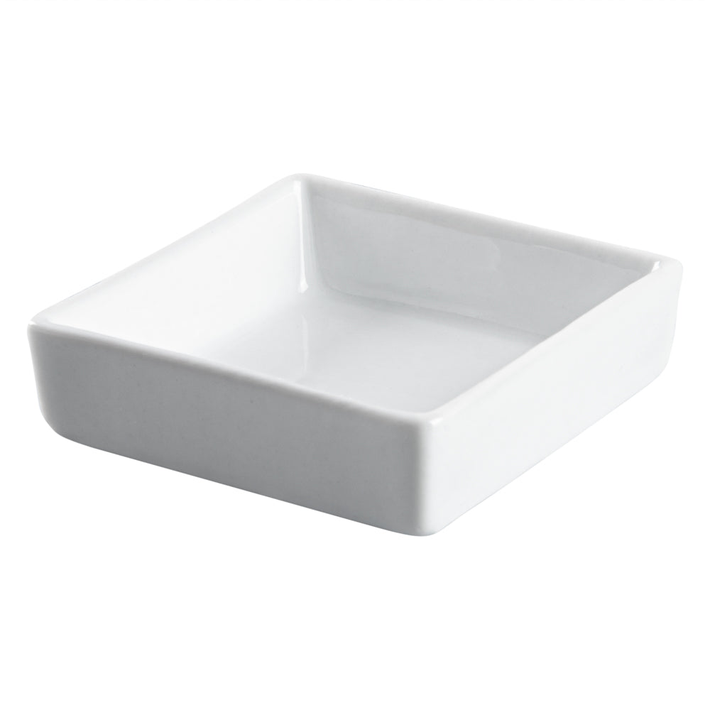 Square White Porcelain Mini Dish - 2 1/2" x 2 1/2" x 3/4" - 10 count box