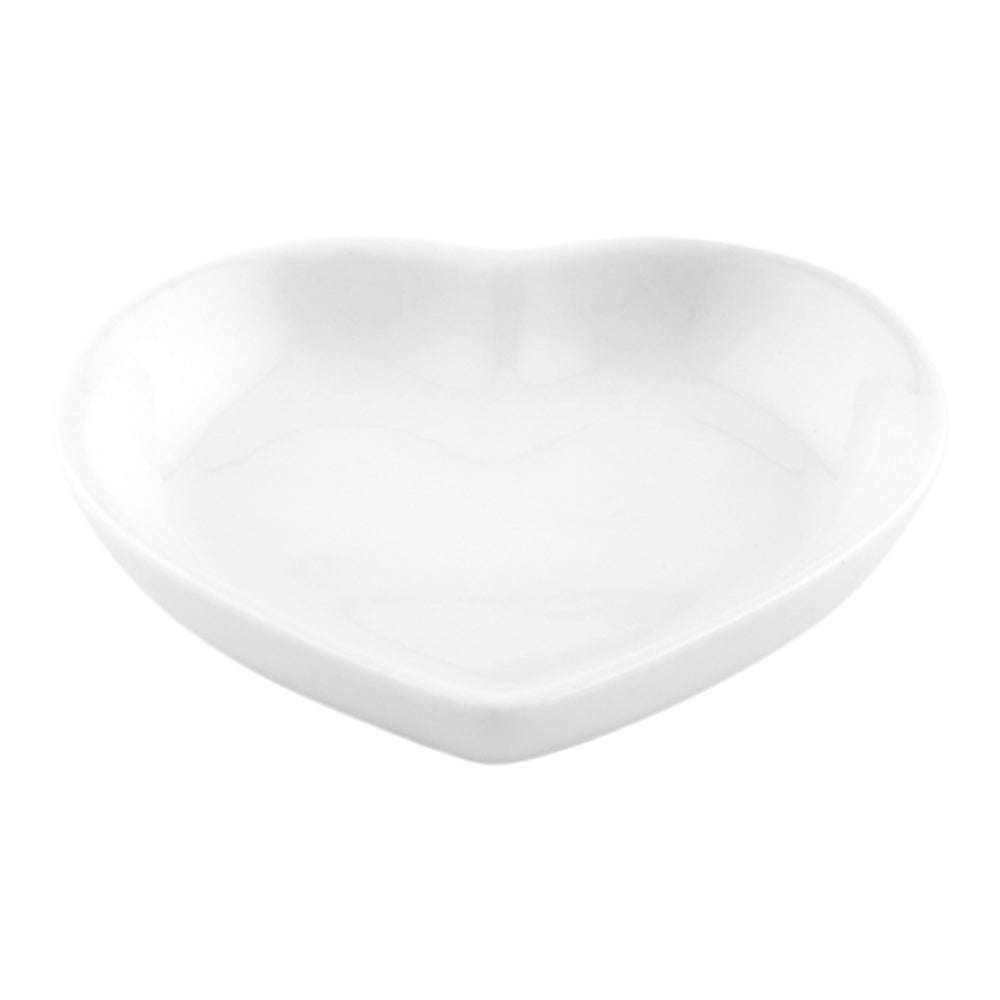 Heart White Porcelain Mini Heart Plate - 3 1/4" x 3" x 3/4" - 10 count box