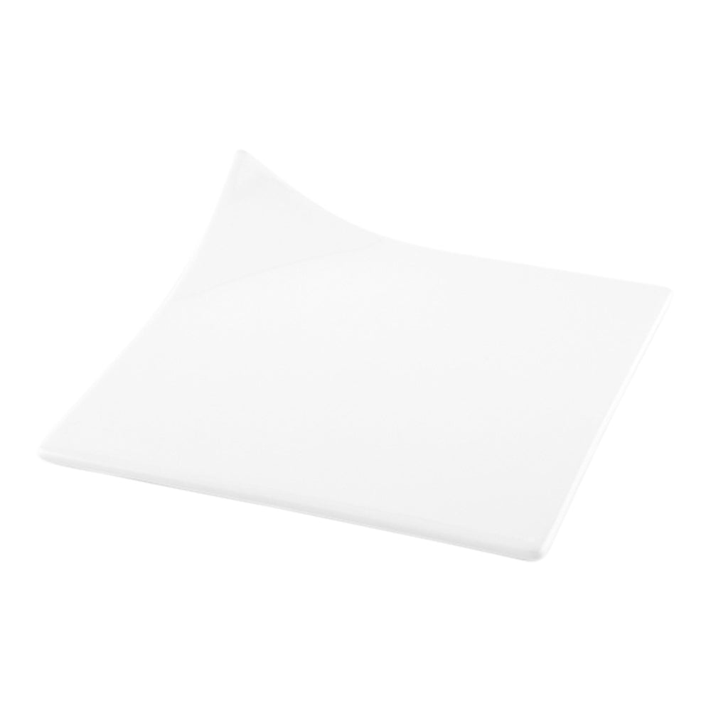 Square White Porcelain Modern Flare Plate - 6" x 6" x 1 1/4" - 10 count box