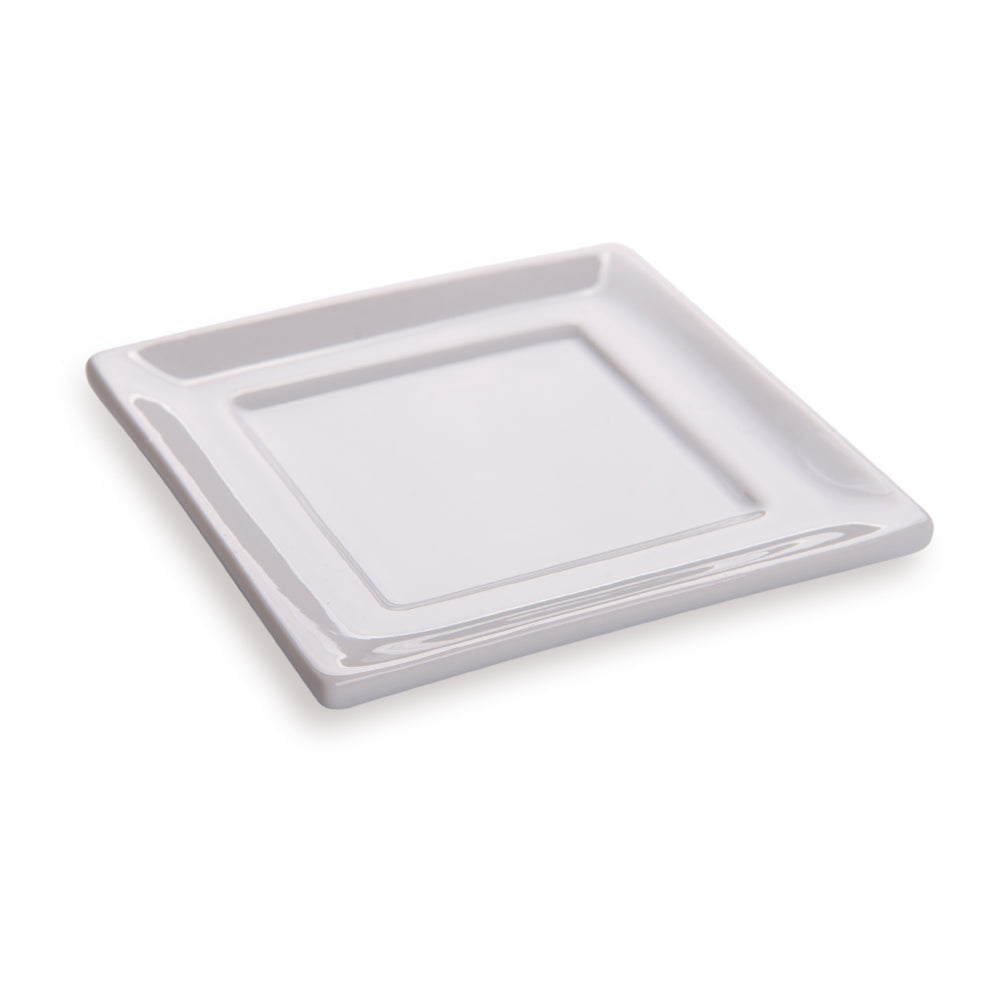 Rectangle White Porcelain Mini Flat Modern Plate - 3 1/2" x 3 1/2" - 10 count box