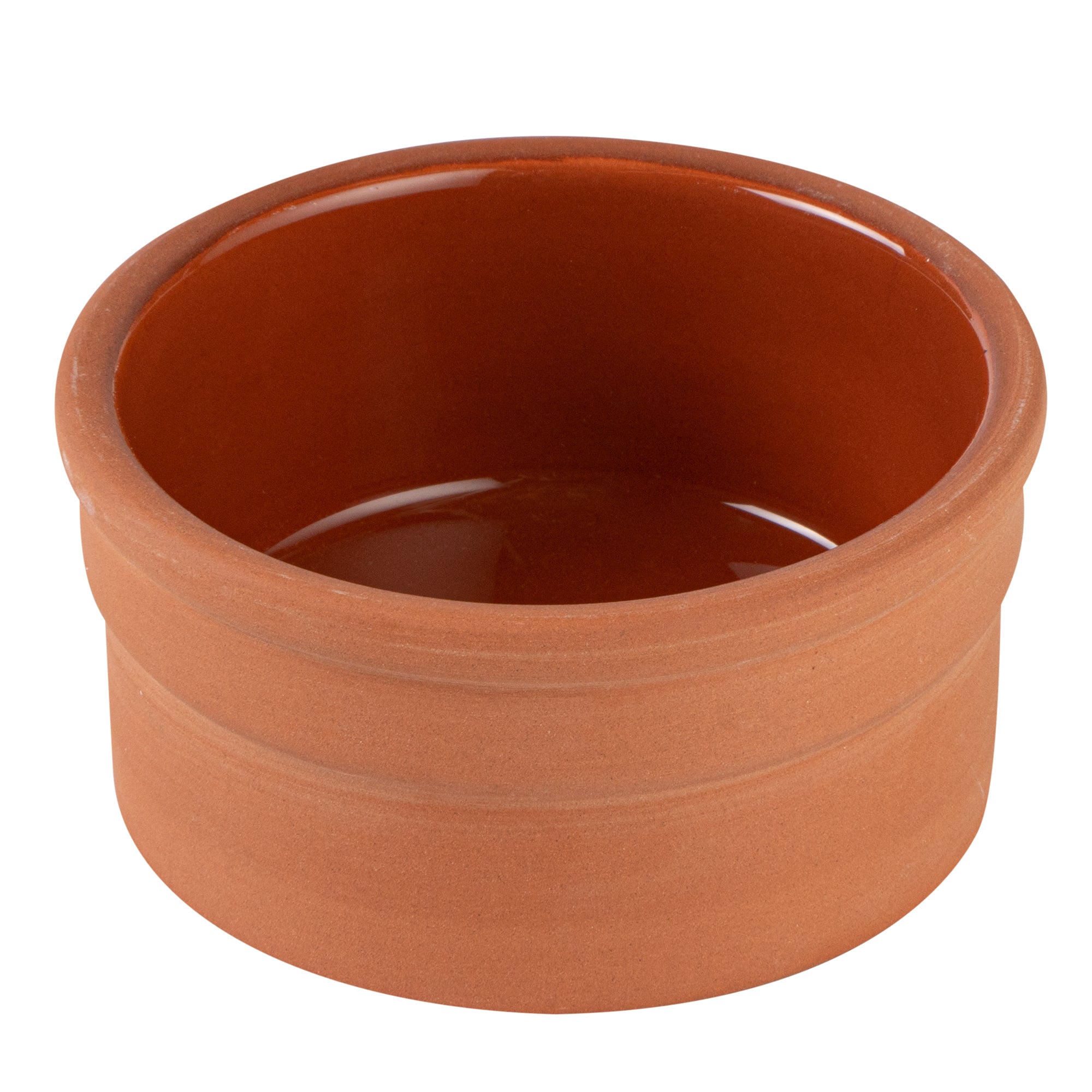 Terra Tek 5 oz Terracotta Cazuela Bowl - Brown Glazed Interior, Oven-Safe, Microwave-Safe - 3 3/4" x 3 3/4" x 1 3/4" - 10 count box