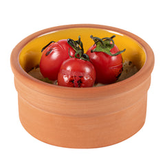 Terra Tek 5 oz Terracotta Cazuela Bowl - Yellow Glazed Interior, Oven-Safe, Microwave-Safe - 3 3/4