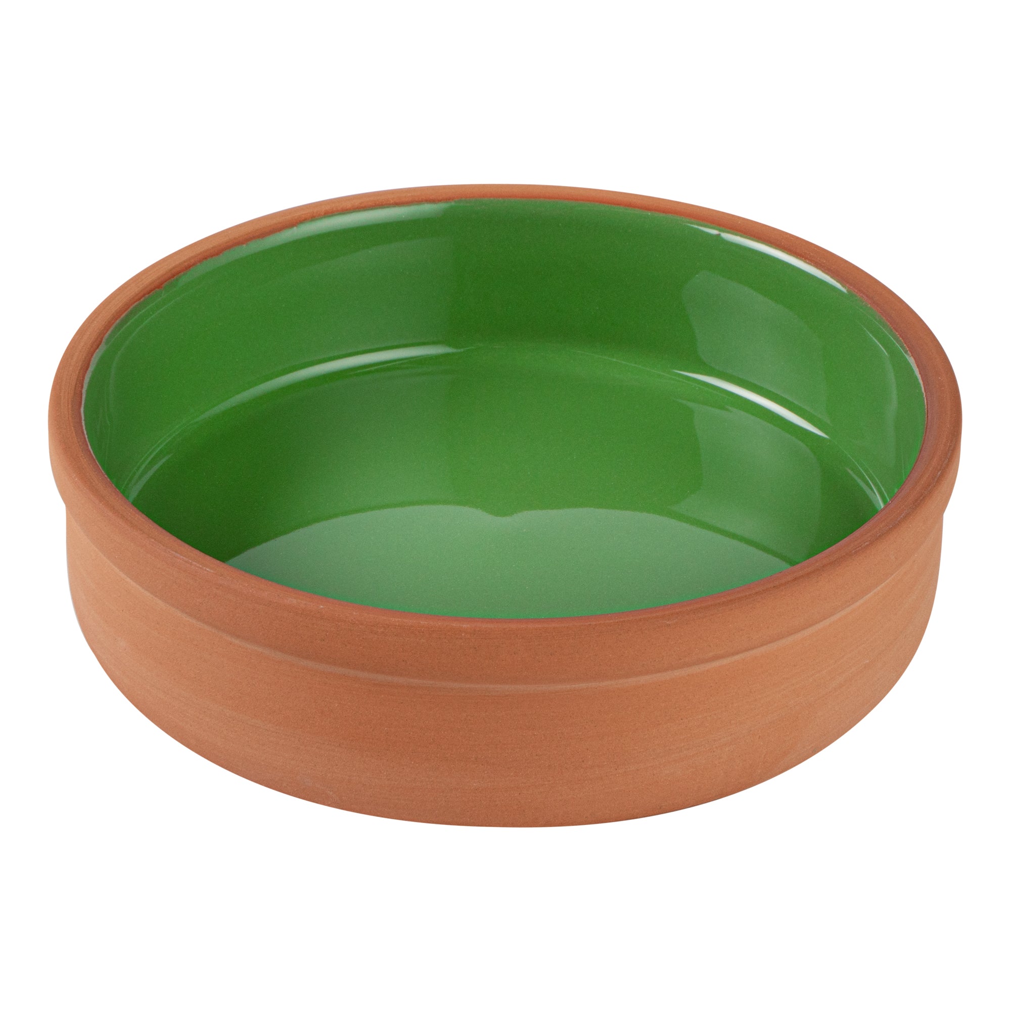 Terra Tek 9 oz Terracotta Cazuela Bowl - Green Glazed Interior, Oven-Safe, Microwave-Safe - 5'' x 5'' x 1 1/4'' - 10 count box