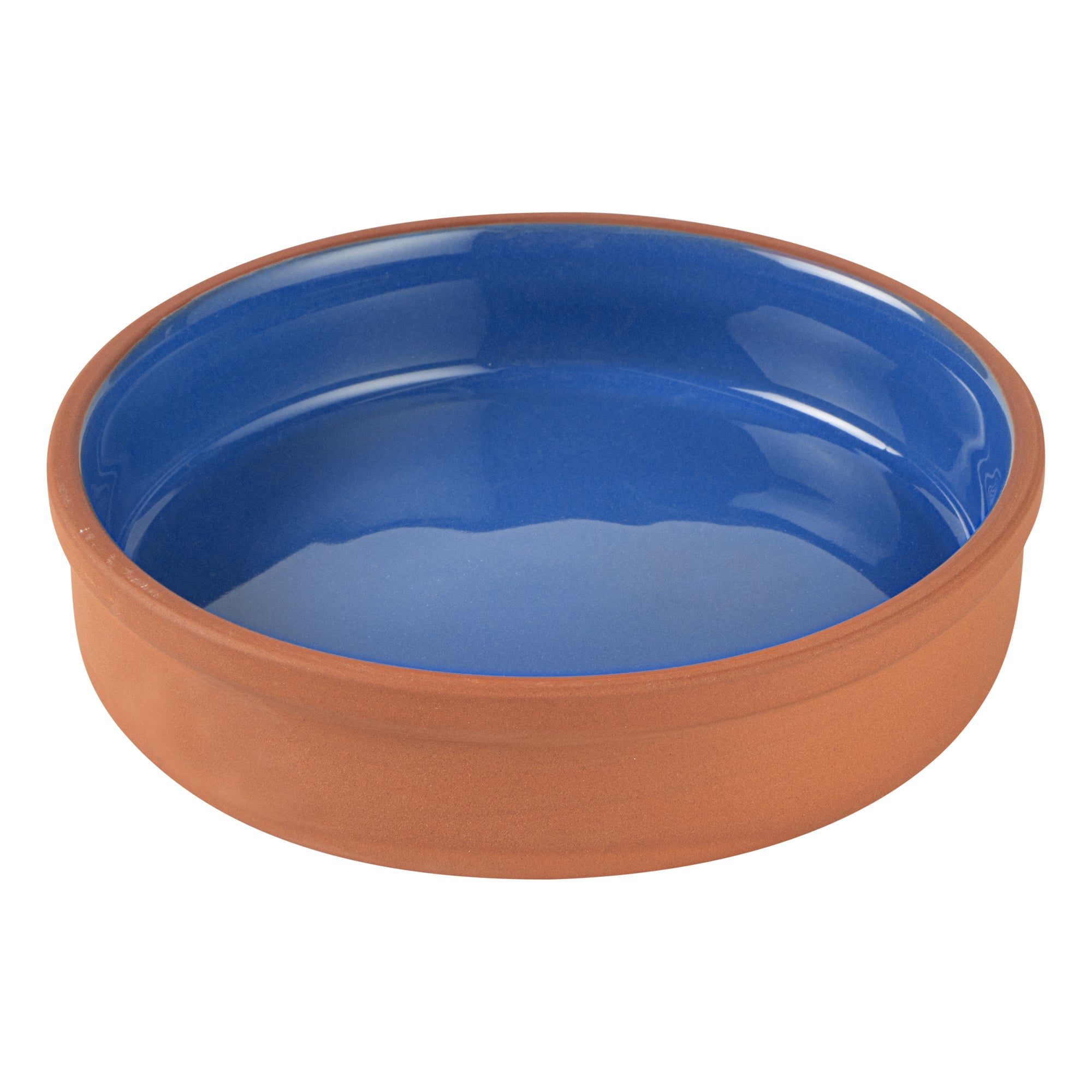 Terra Tek 15 oz Terracotta Cazuela Bowl - Blue Glazed Interior, Oven-Safe, Microwave-Safe - 6 1/4" x 6 1/4" x 1 1/2" - 10 count box