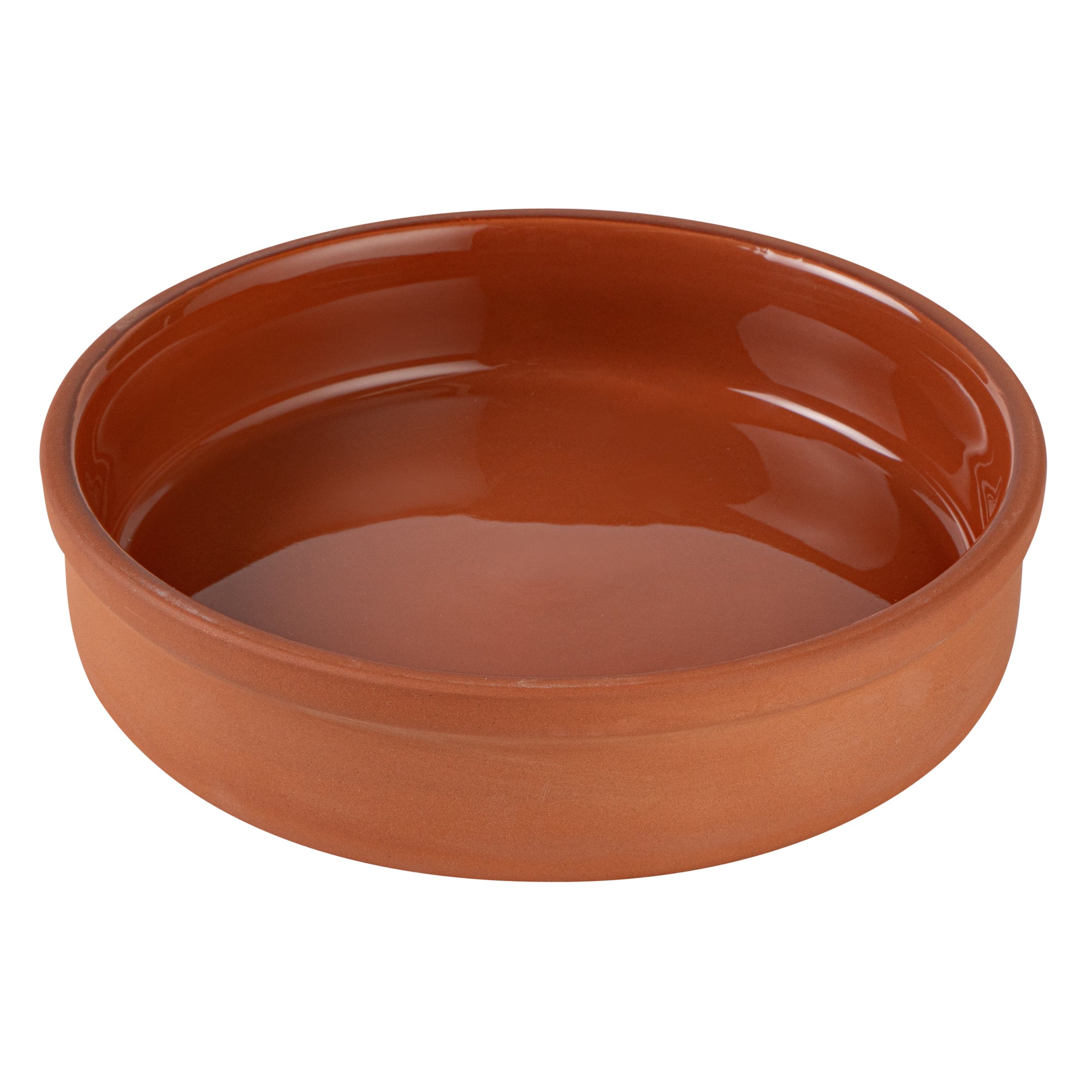 Terra Tek 15 oz Terracotta Cazuela Bowl - Brown Glazed Interior, Oven-Safe, Microwave-Safe - 6 1/4" x 6 1/4" x 1 1/2" - 10 count box