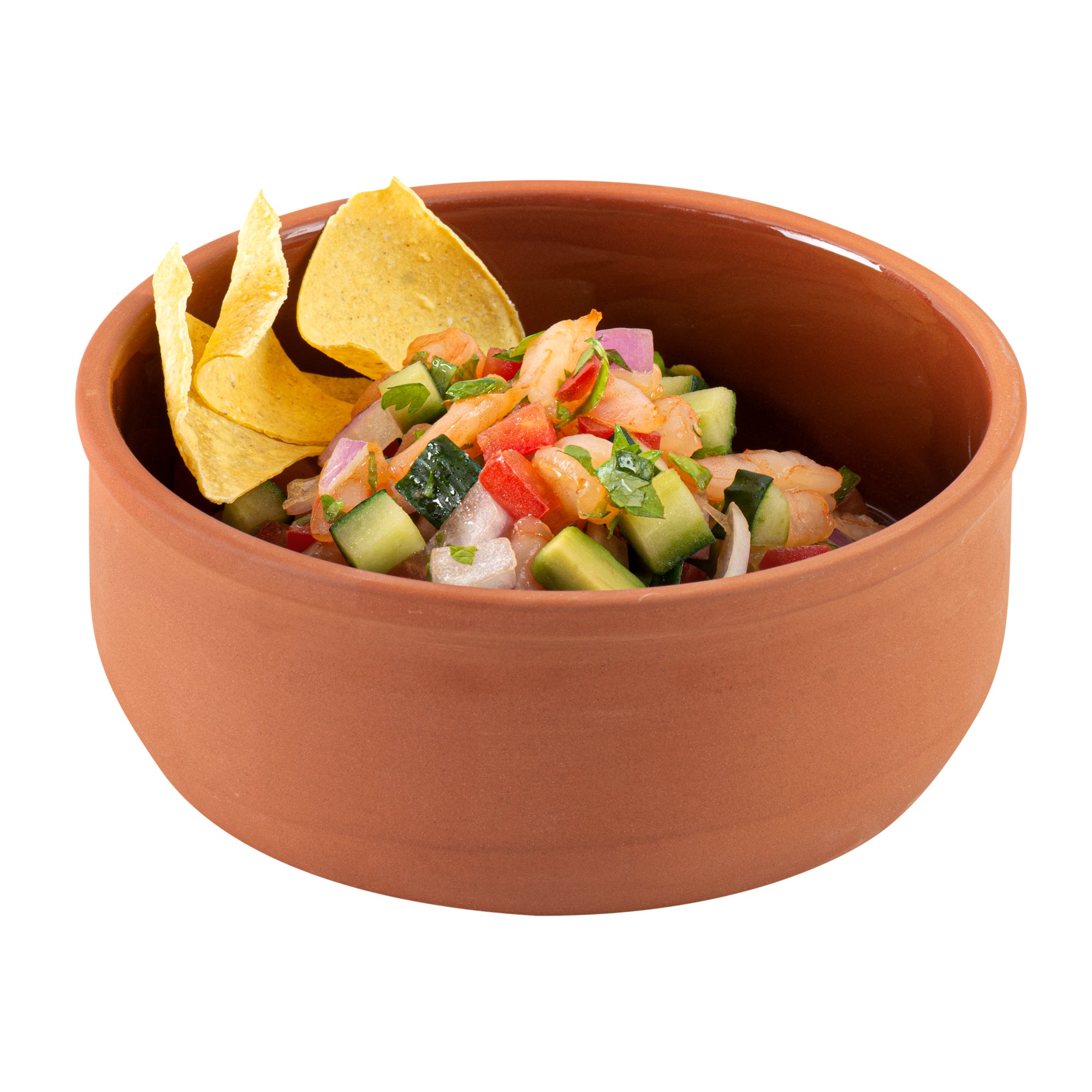 Terra Tek 27 oz Terracotta Cazuela Bowl - Brown Glazed Interior, Oven-Safe, Microwave-Safe - 6 1/4'' x 6 1/4'' x 2 1/2'' - 10 count box