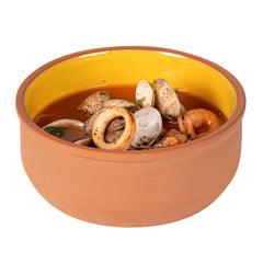 Terra Tek 27 oz Terracotta Cazuela Bowl - Yellow Glazed Interior, Oven-Safe, Microwave-Safe - 6 1/4'' x 6 1/4'' x 2 1/2'' - 2 count box