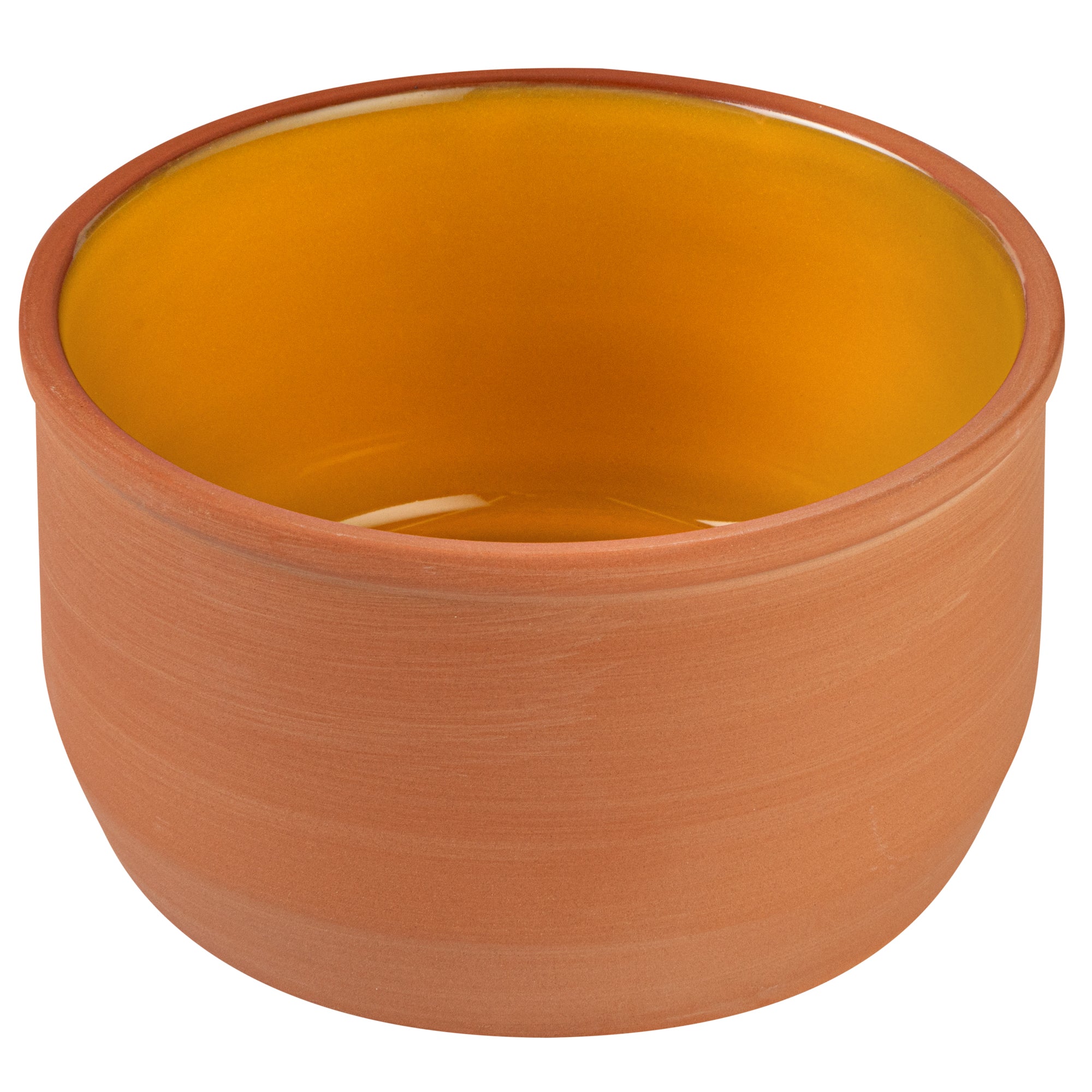 Terra Tek 34 oz Terracotta Cazuela Bowl - Yellow Glazed Interior, Oven-Safe, Microwave-Safe - 6 1/4" x 6 1/4" x 3 1/2" - 10 count box