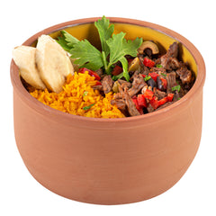 Terra Tek 34 oz Terracotta Cazuela Bowl - Yellow Glazed Interior, Oven-Safe, Microwave-Safe - 6 1/4