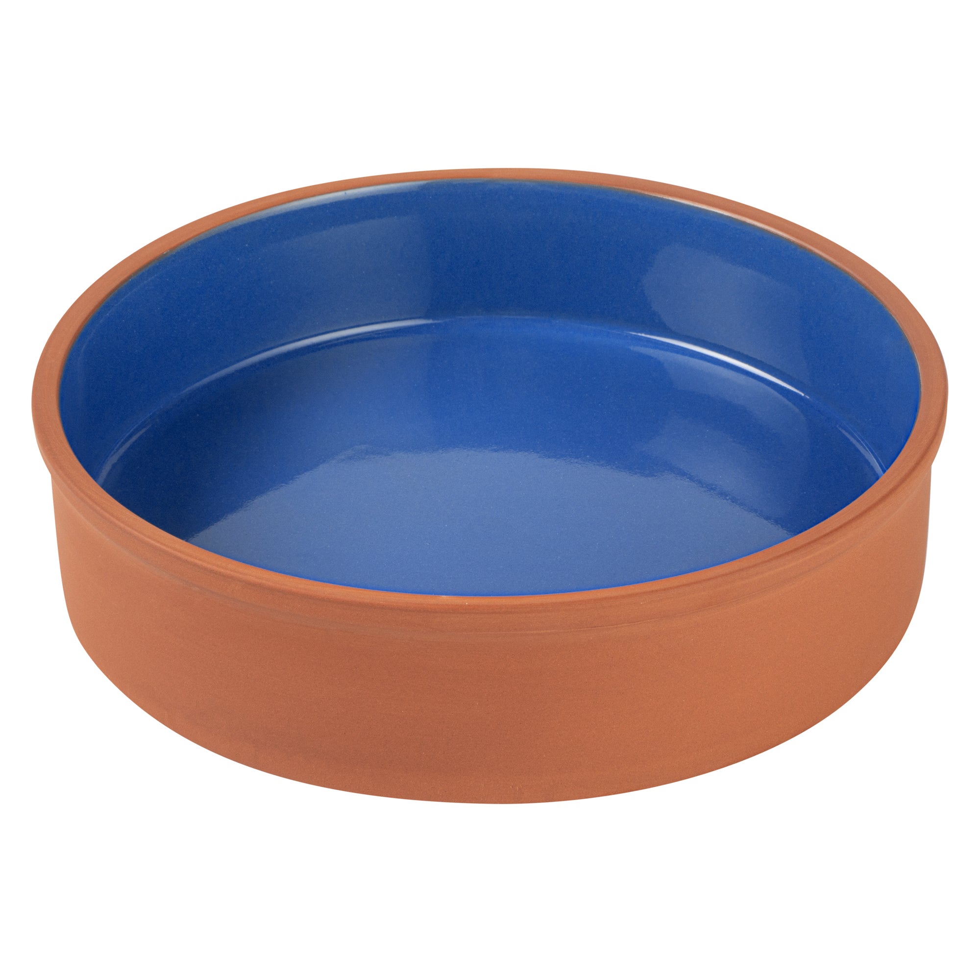 Terra Tek 51 oz Terracotta Cazuela Bowl - Blue Glazed Interior, Oven-Safe, Microwave-Safe - 9'' x 9'' x 2 1/4'' - 10 count box