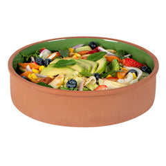 Terra Tek 51 oz Terracotta Cazuela Bowl - Green Glazed Interior, Oven-Safe, Microwave-Safe - 9'' x 9'' x 2 1/4'' - 2 count box