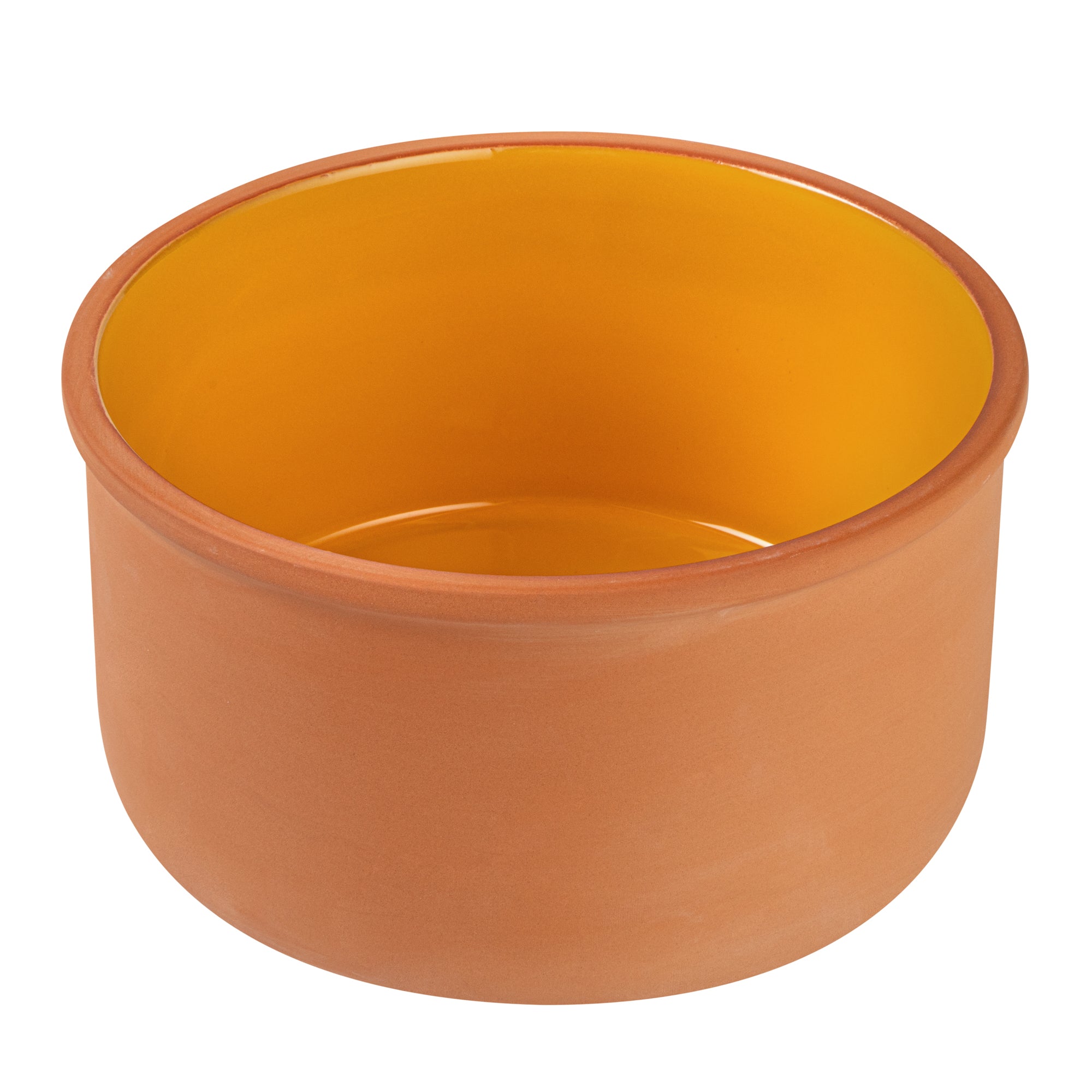 Terra Tek 68 oz Terracotta Cazuela Bowl - Yellow Glazed Interior, Oven-Safe, Microwave-Safe - 7 1/2'' x 7 1/2'' x 4'' - 10 count box