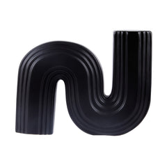 Table Art Black Ceramic S-Shaped Vase - 7 1/4'' x 2'' x 6'' - 1 count box