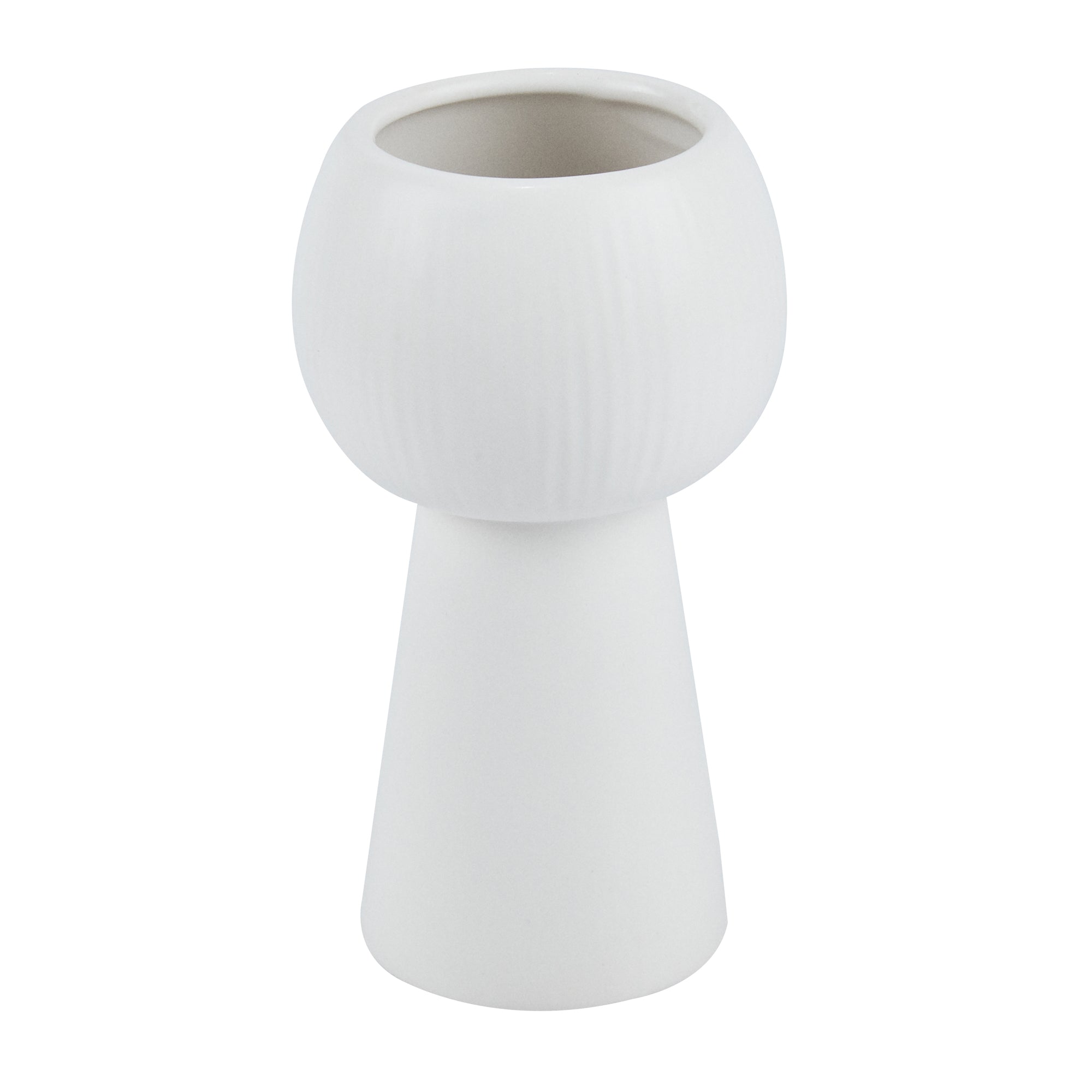 Table Art White Ceramic Pedestal Vase - 3 1/2'' x 3 1/2'' x 6 1/2'' - 1 count box