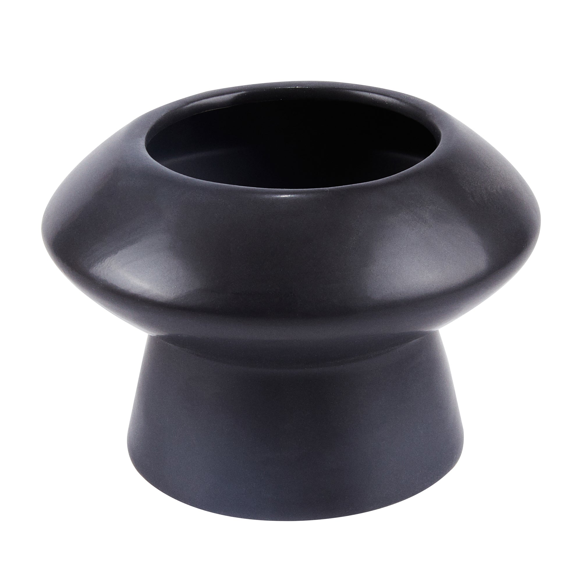 Table Art Black Ceramic Mushroom Vase - 5 3/4'' x 5 3/4'' x 4'' - 1 count box