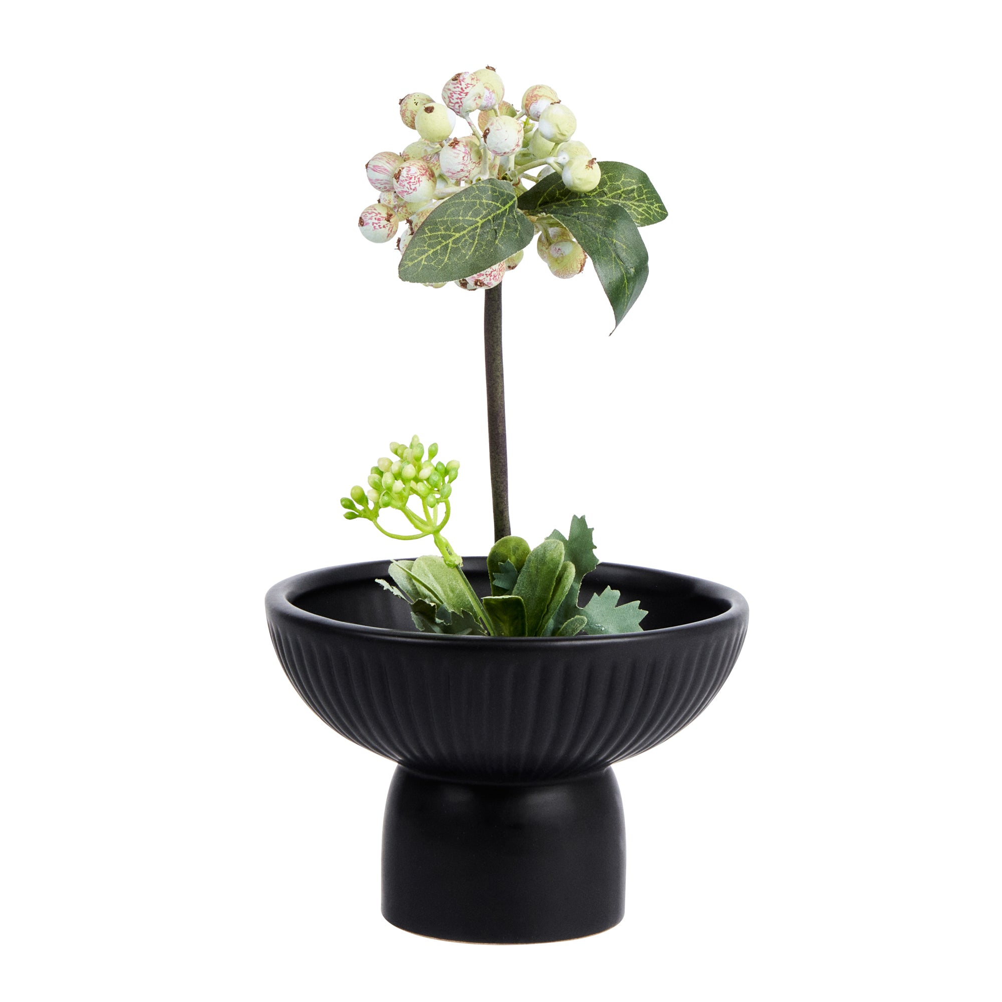 Table Art Black Ceramic Pedestal Vase - 6'' x 6'' x 4'' - 1 count box