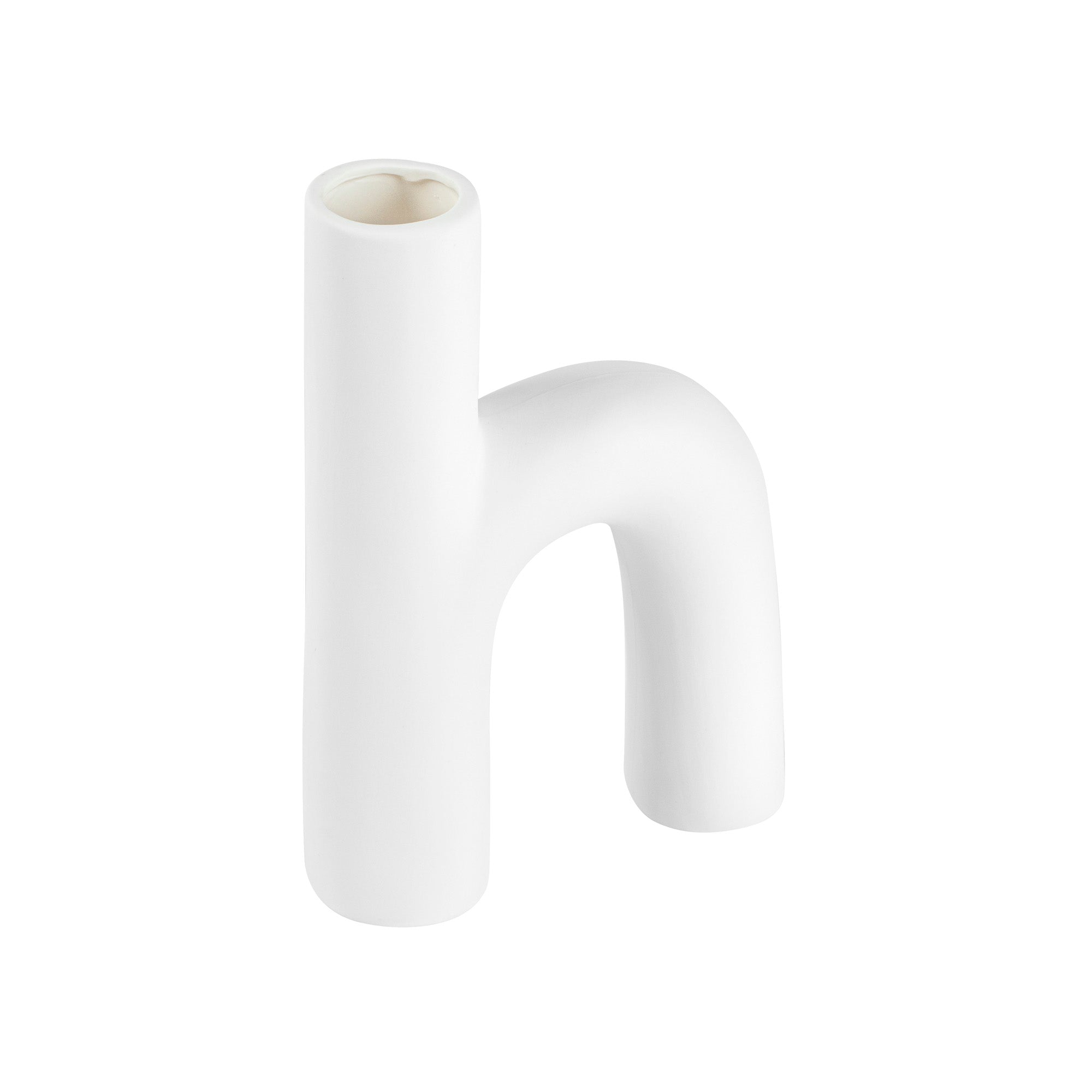 Table Art White Ceramic H-Shaped Vase - 6'' x 2 1/4'' x 9'' - 1 count box