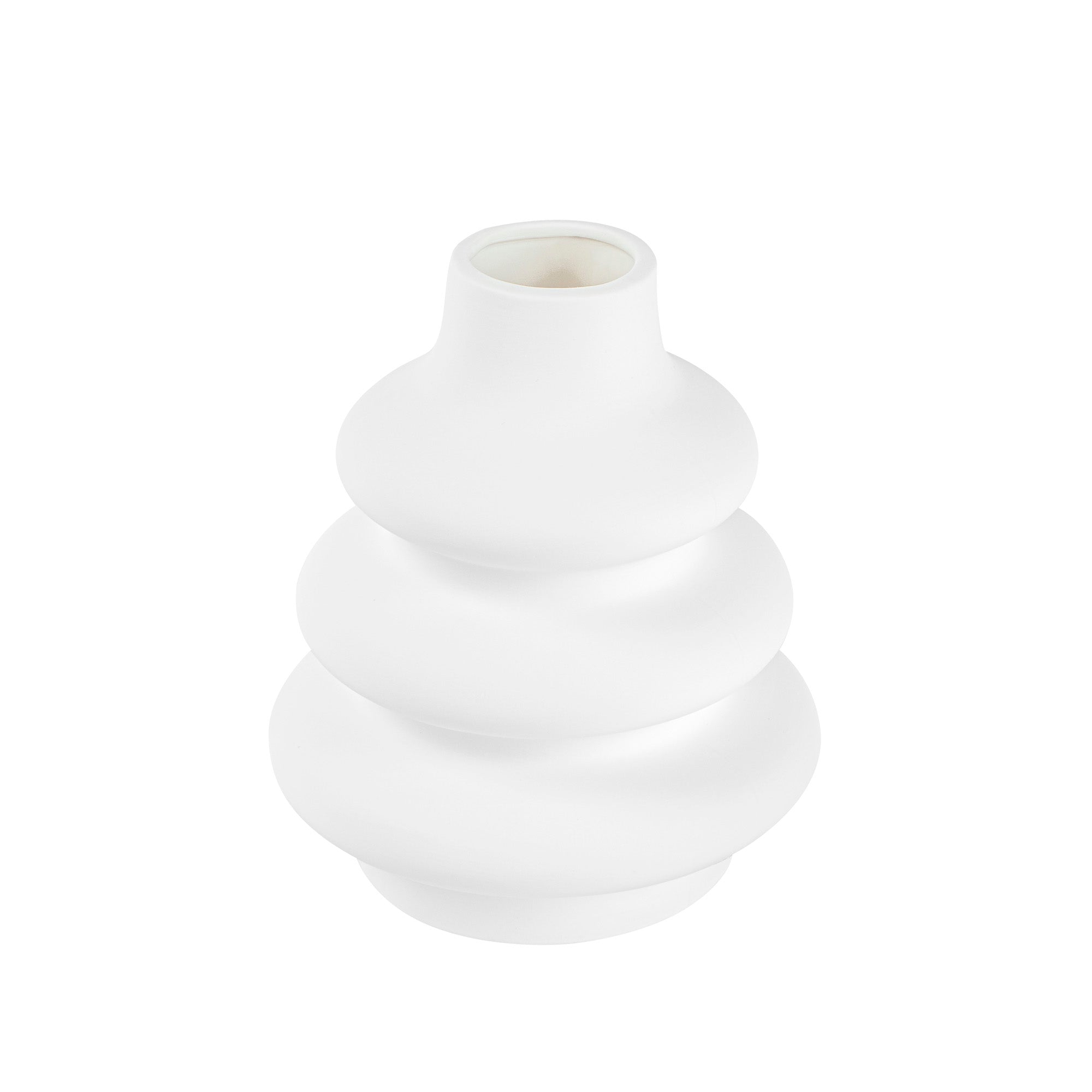 Table Art White Ceramic Stacked Vase - 6 3/4'' x 6 3/4'' x 8'' - 1 count box