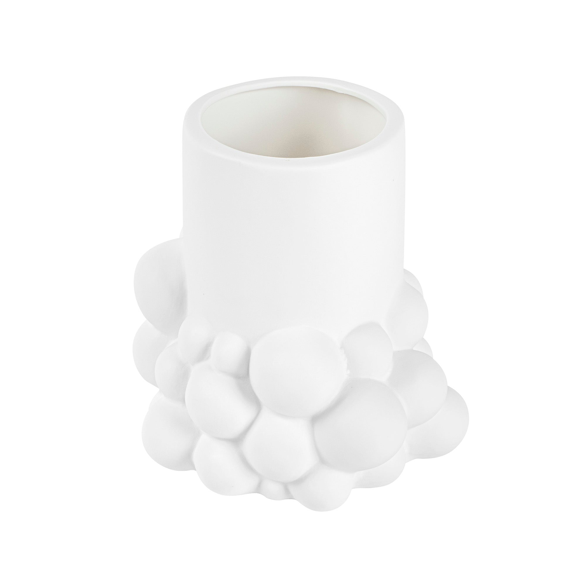 Table Art White Ceramic Cylinder Bubble Vase - 6'' x 5 3/4'' x 6 1/2'' - 1 count box