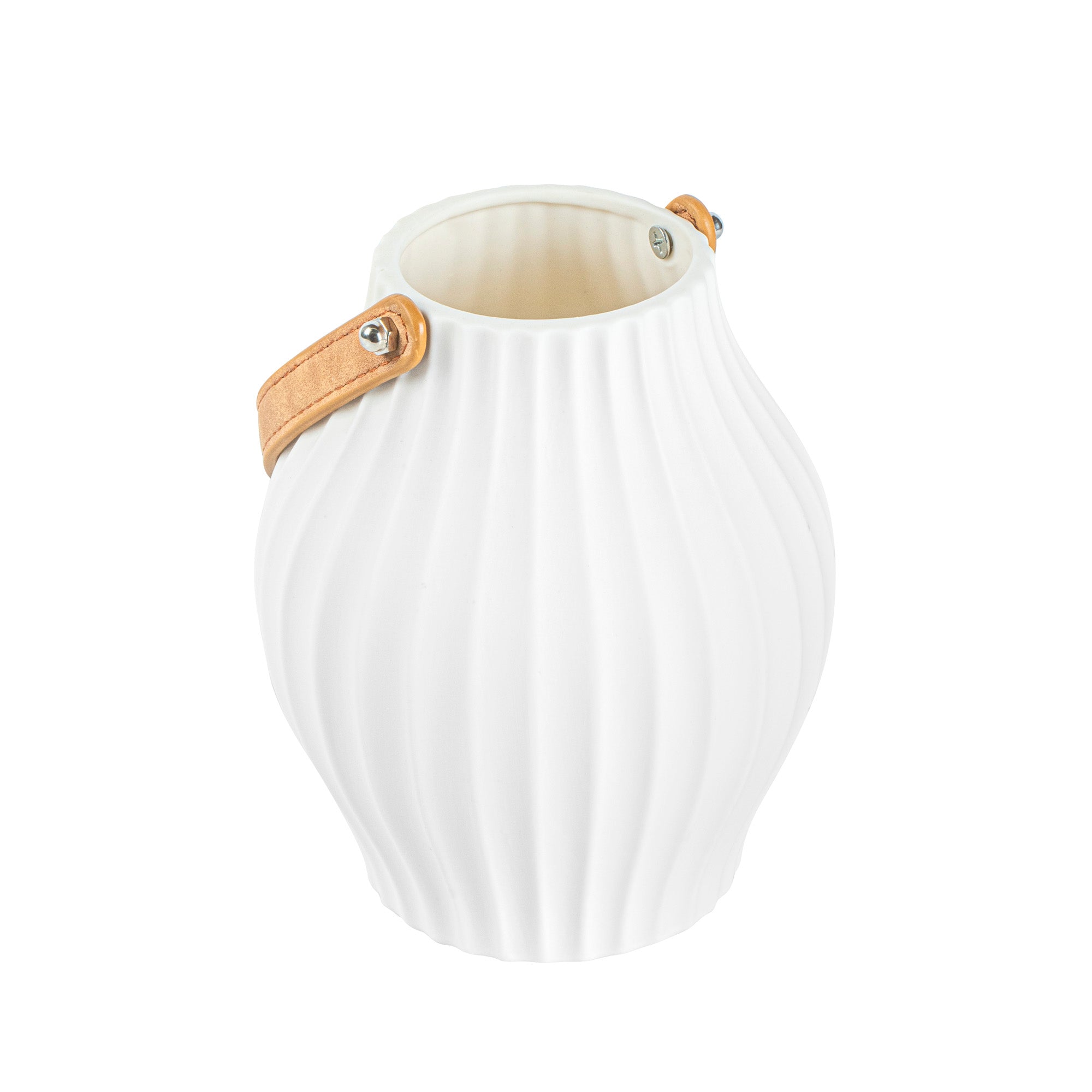 Table Art White Porcelain Lantern / Vase - with Handle - 5 1/4'' x 5 1/4'' x 6 1/2'' - 1 count box