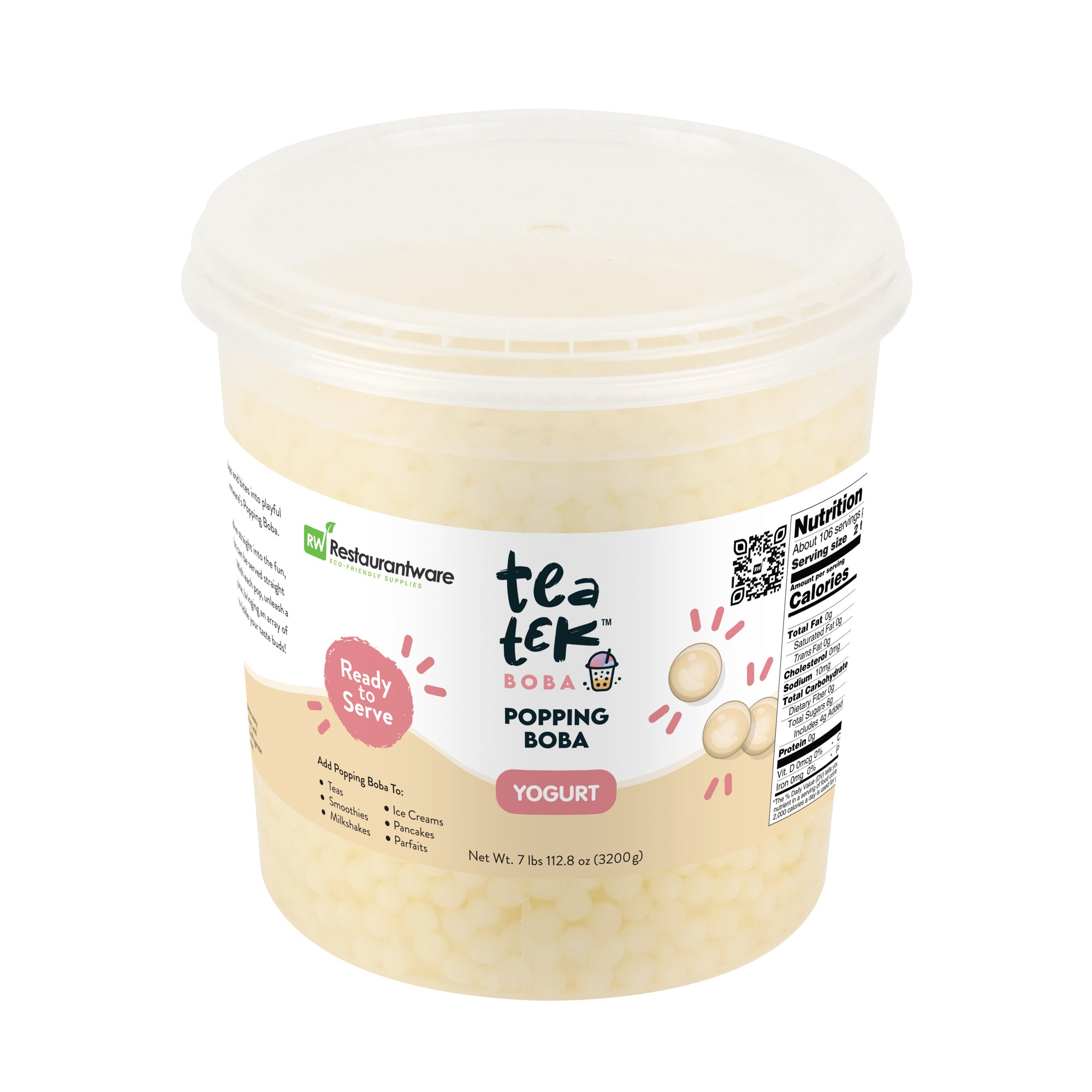 Tea Tek 7 lb Popping Boba - Yogurt - 4 count box