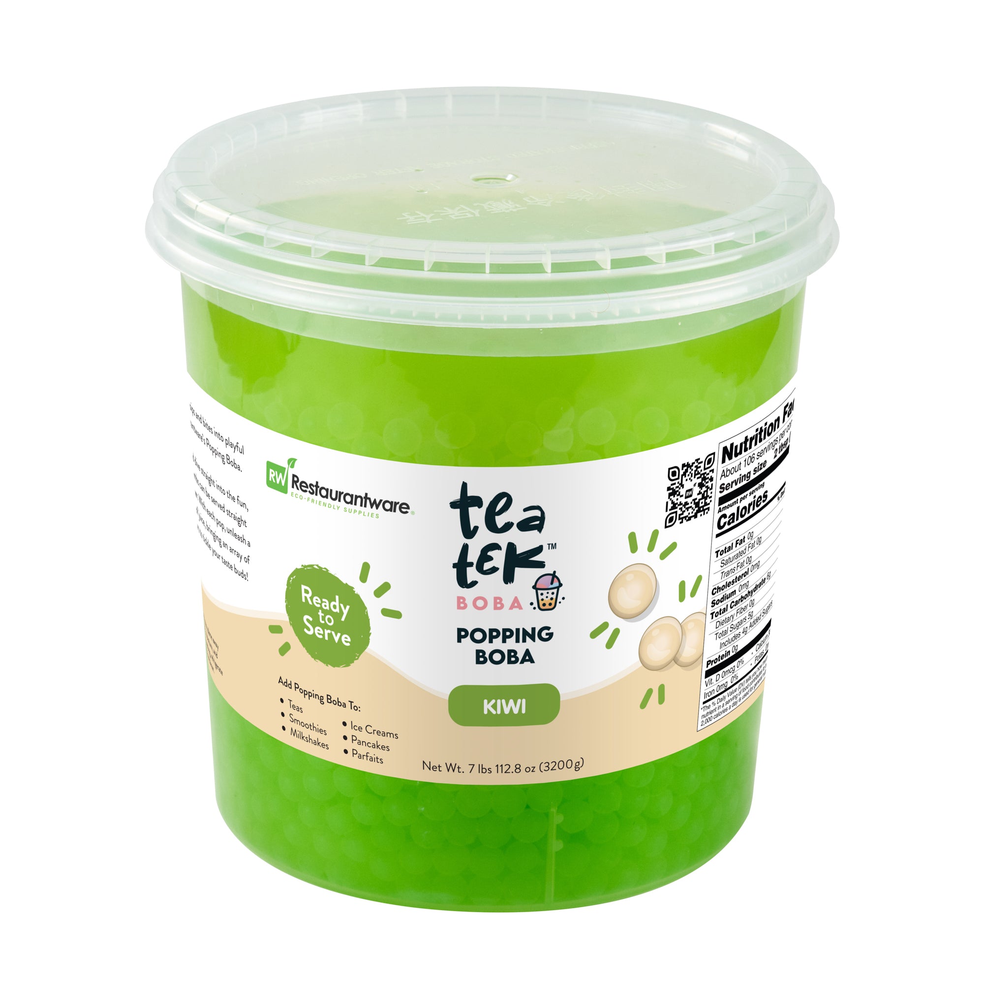 Tea Tek 7 lb Popping Boba - Kiwi - 4 count box