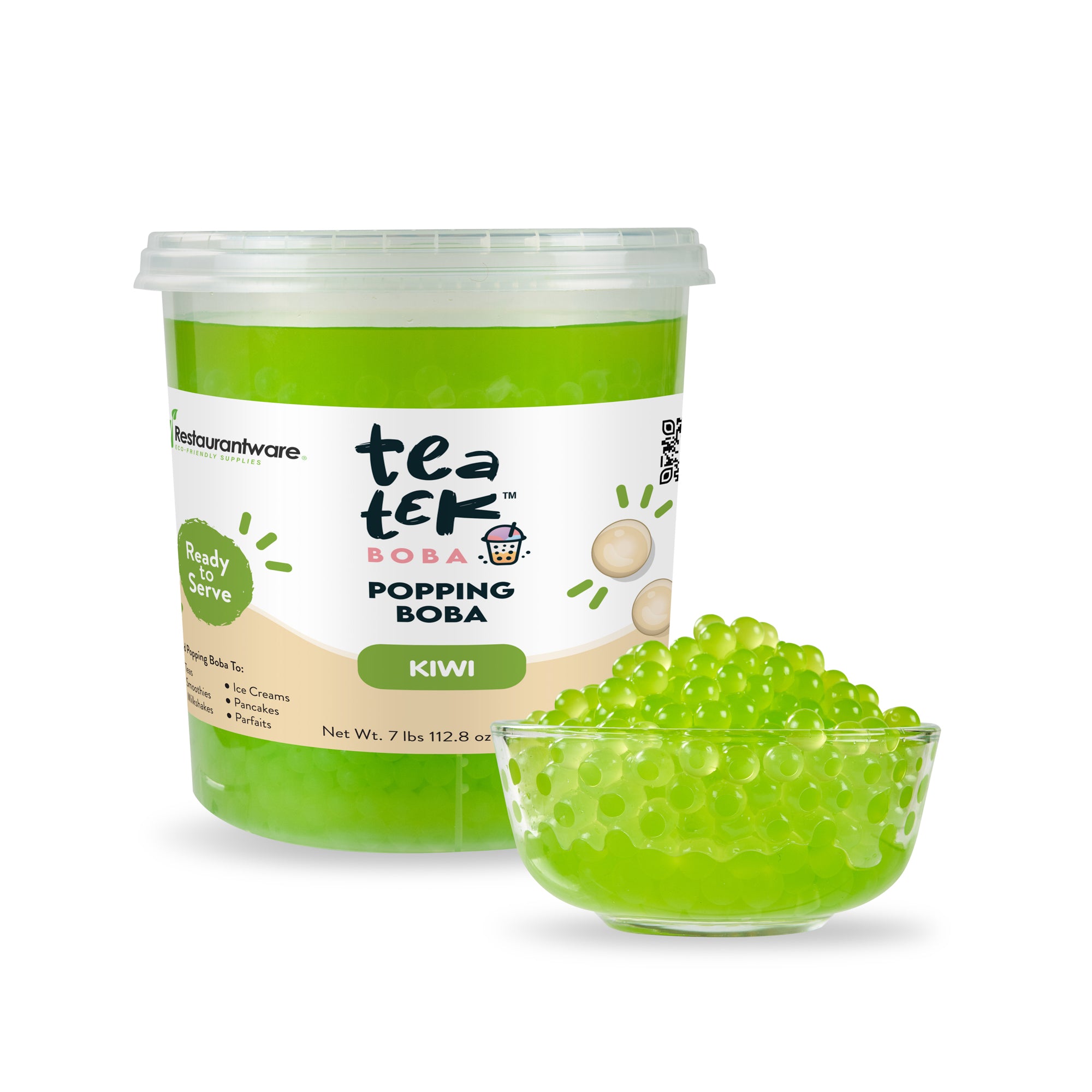 Tea Tek 7 lb Popping Boba - Kiwi - 4 count box