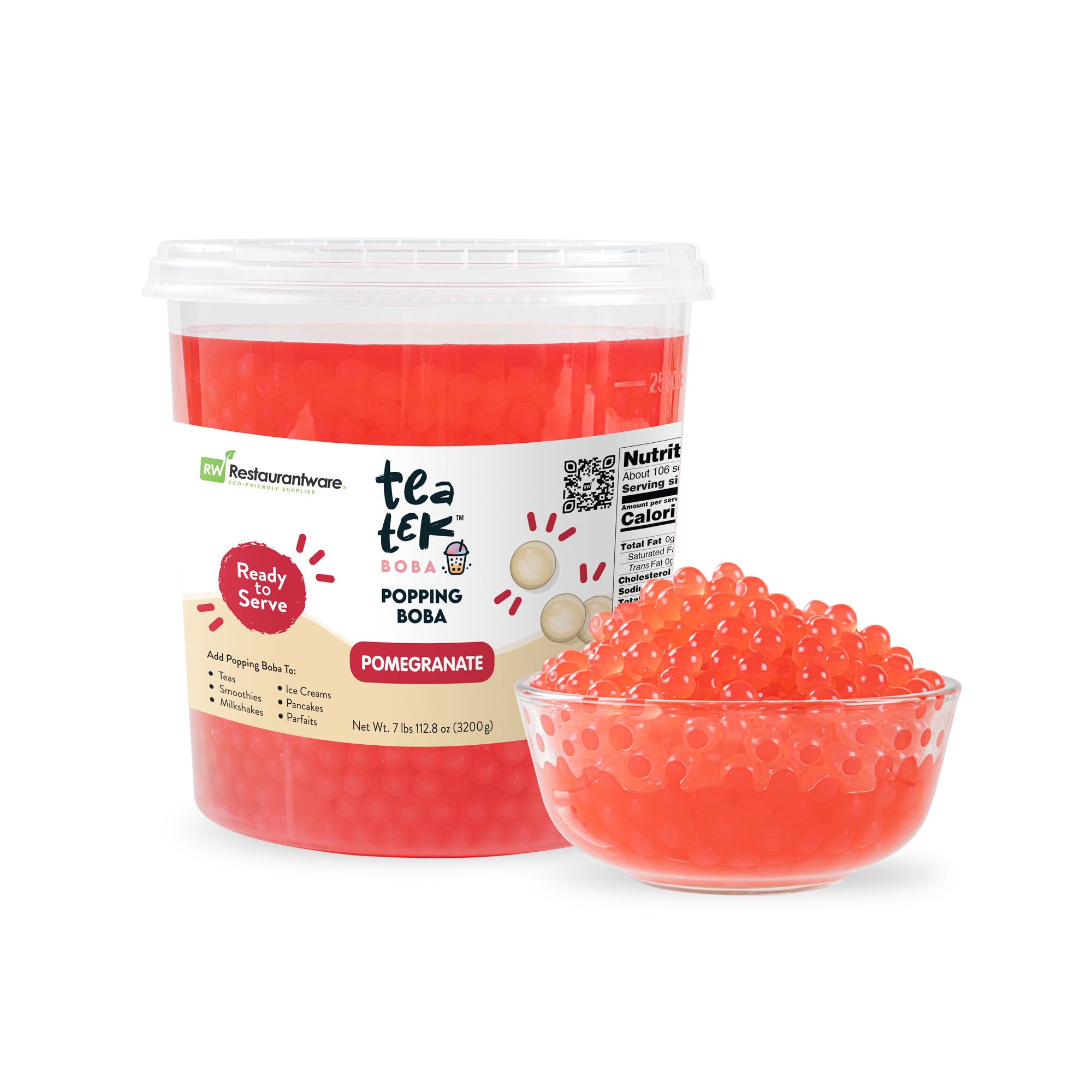 Tea Tek 7 lb Popping Boba - Pomegranate - 4 count box