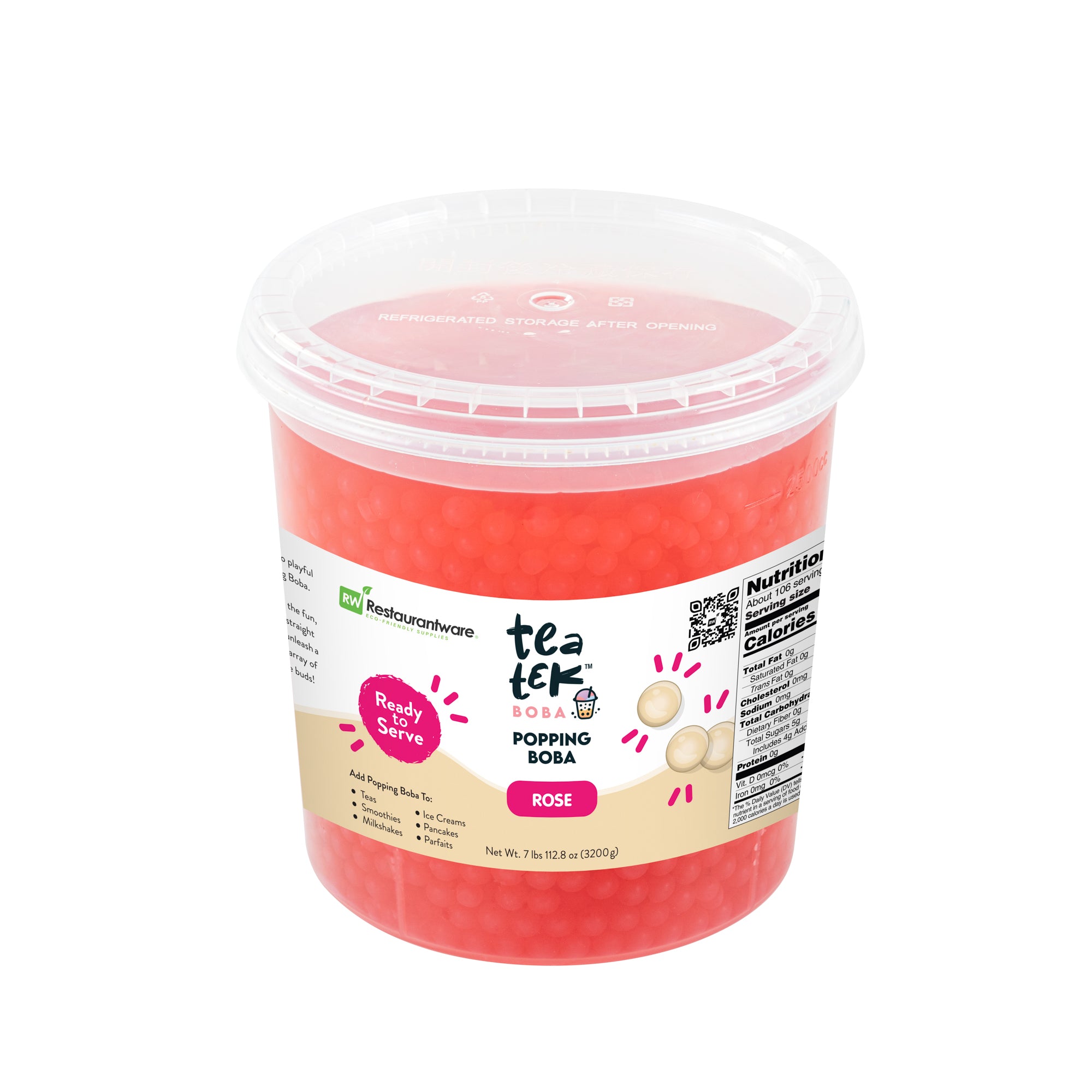 Tea Tek 7 lb Popping Boba - Rose - 4 count box