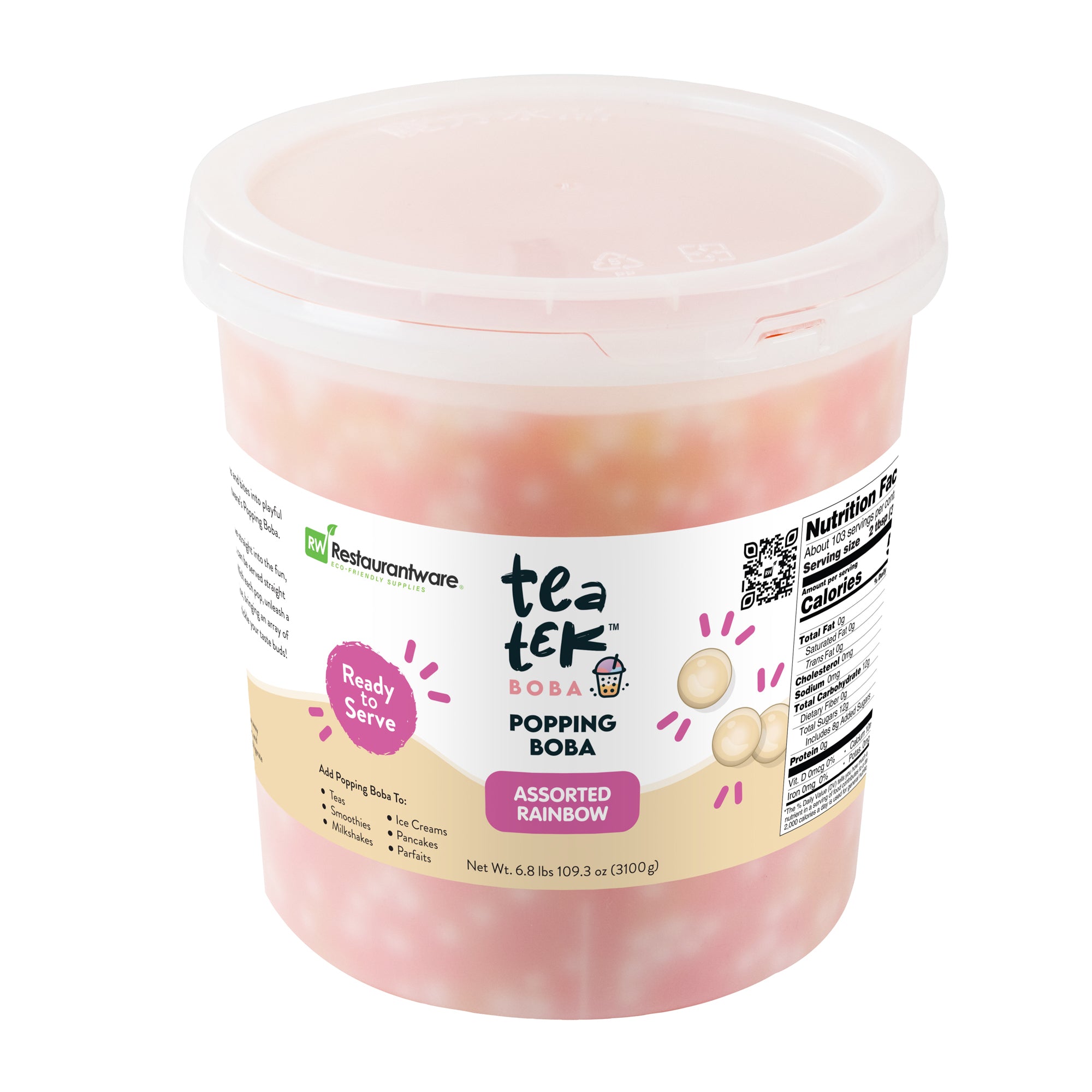 Tea Tek 6.8 lb Popping Boba - Assorted Rainbow - 4 count box