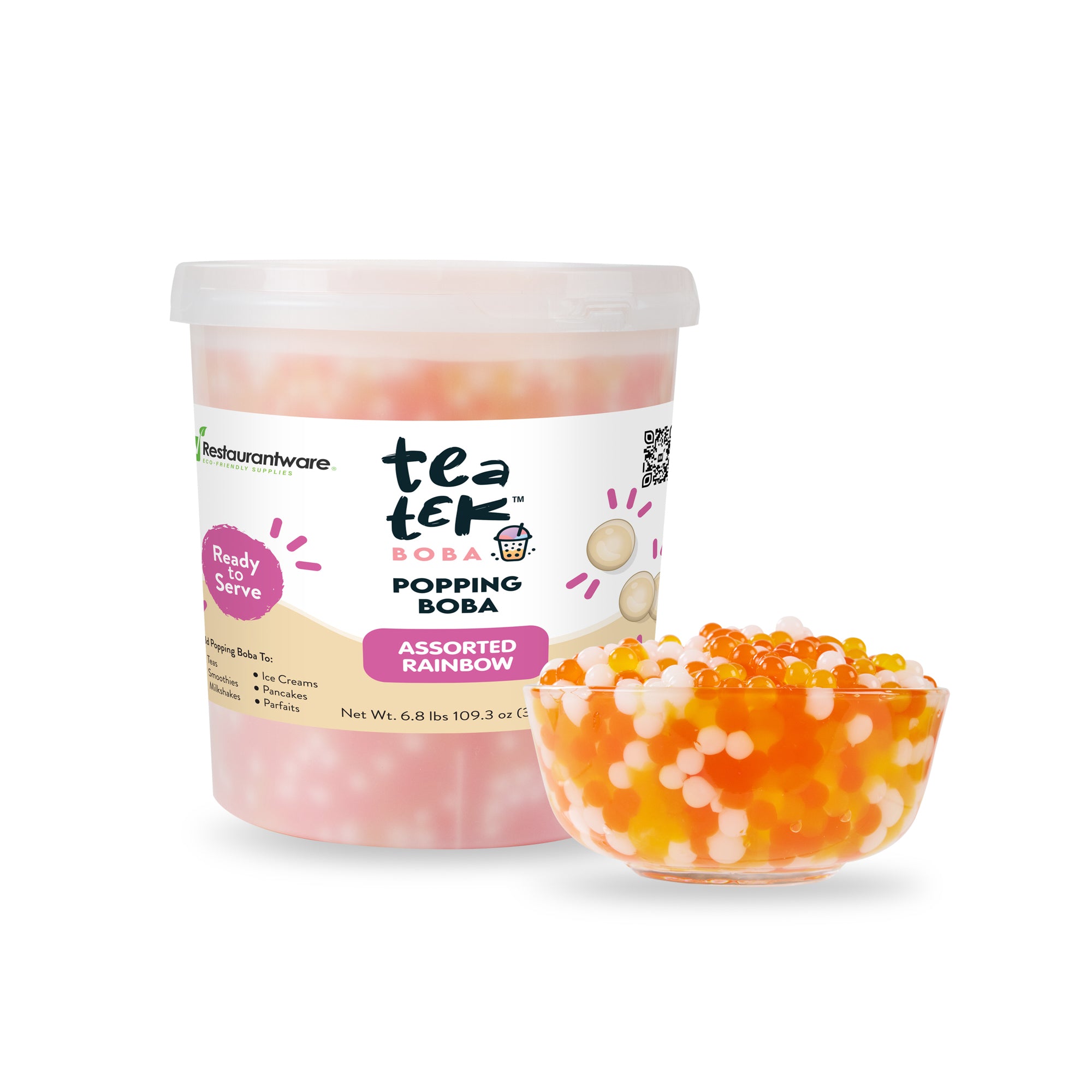 Tea Tek 6.8 lb Popping Boba - Assorted Rainbow - 4 count box