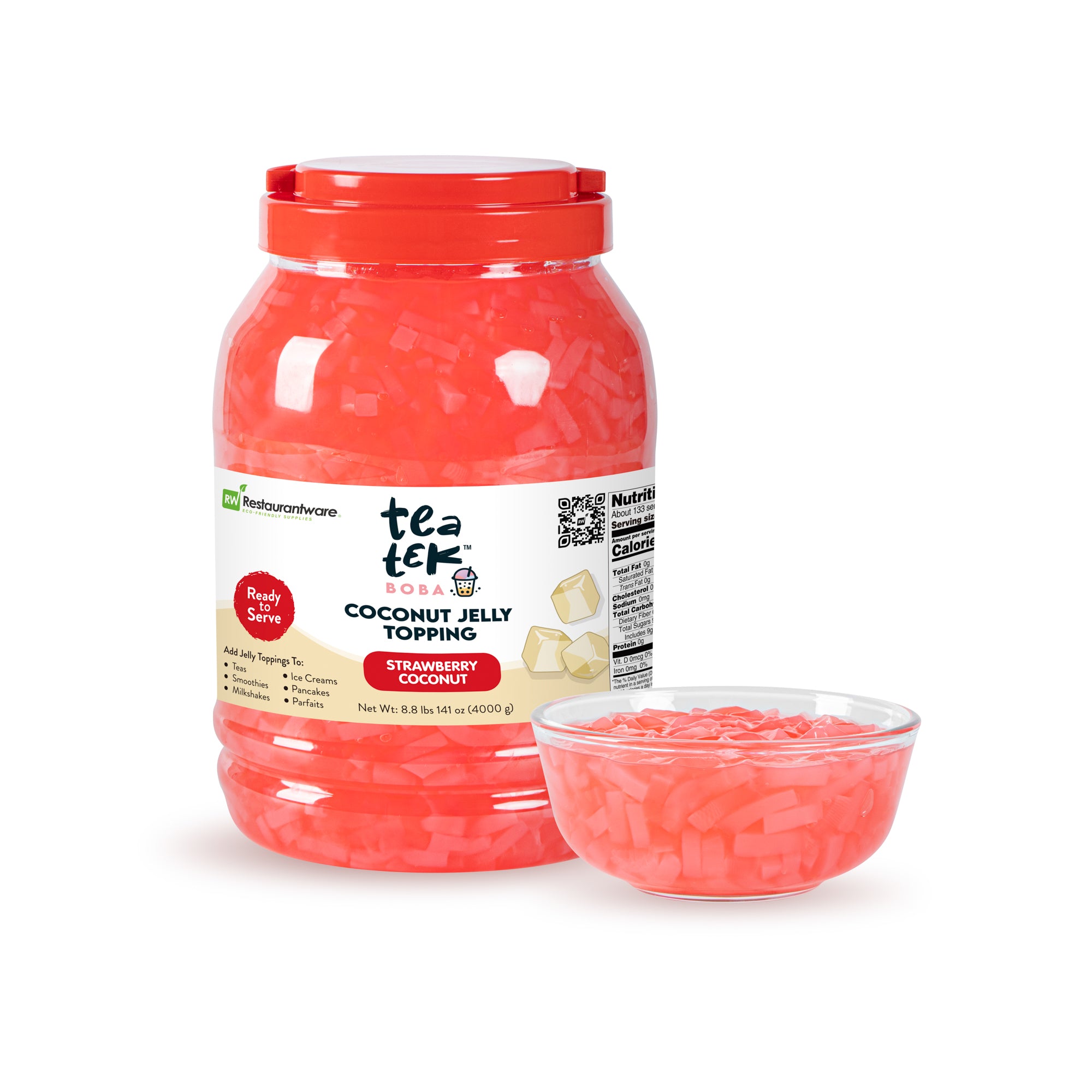 Tea Tek 8.8 lb Jelly Topping - Strawberry Coconut - 4 count box