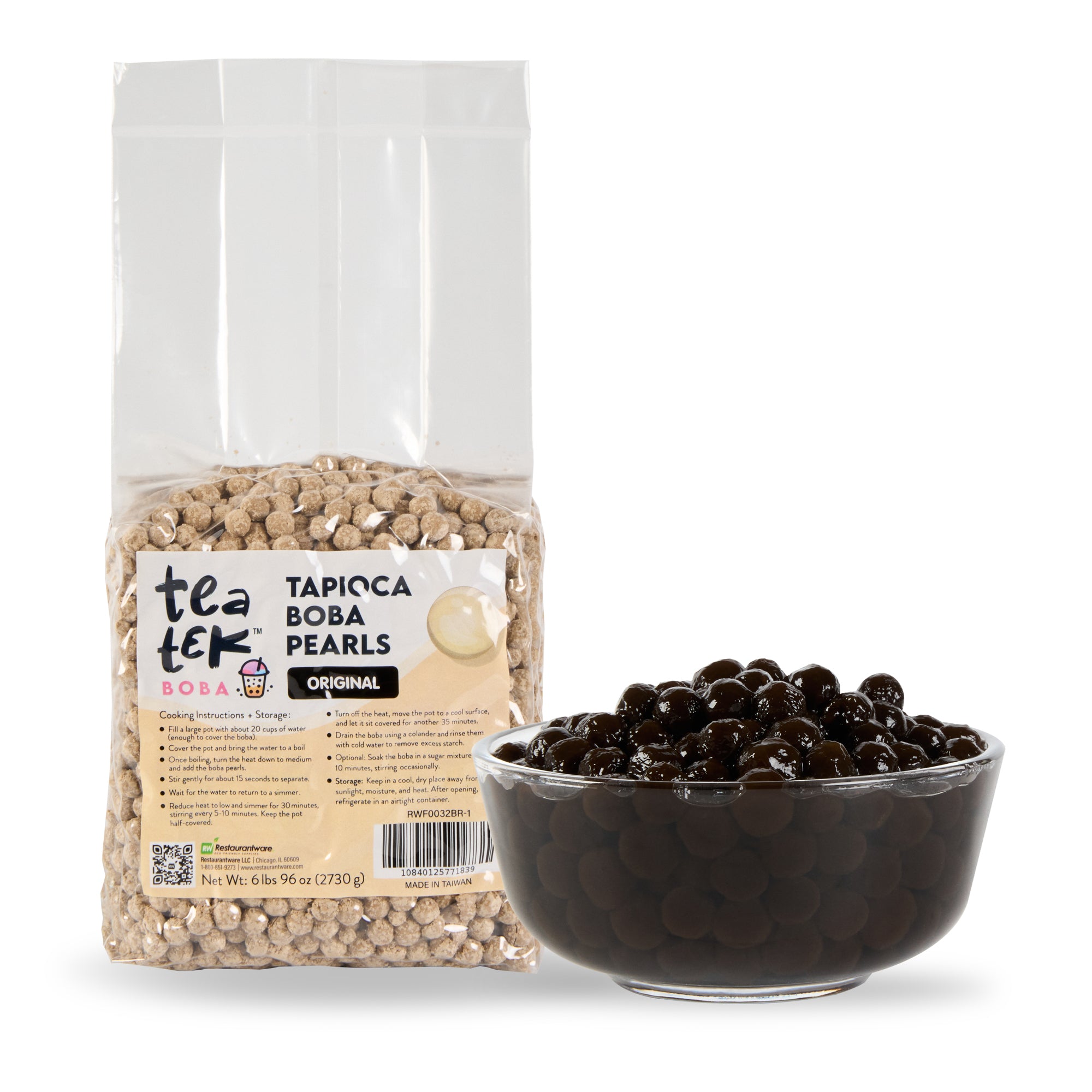 Tea Tek 6 lb Tapioca Boba Pearls - Original - 6 count box