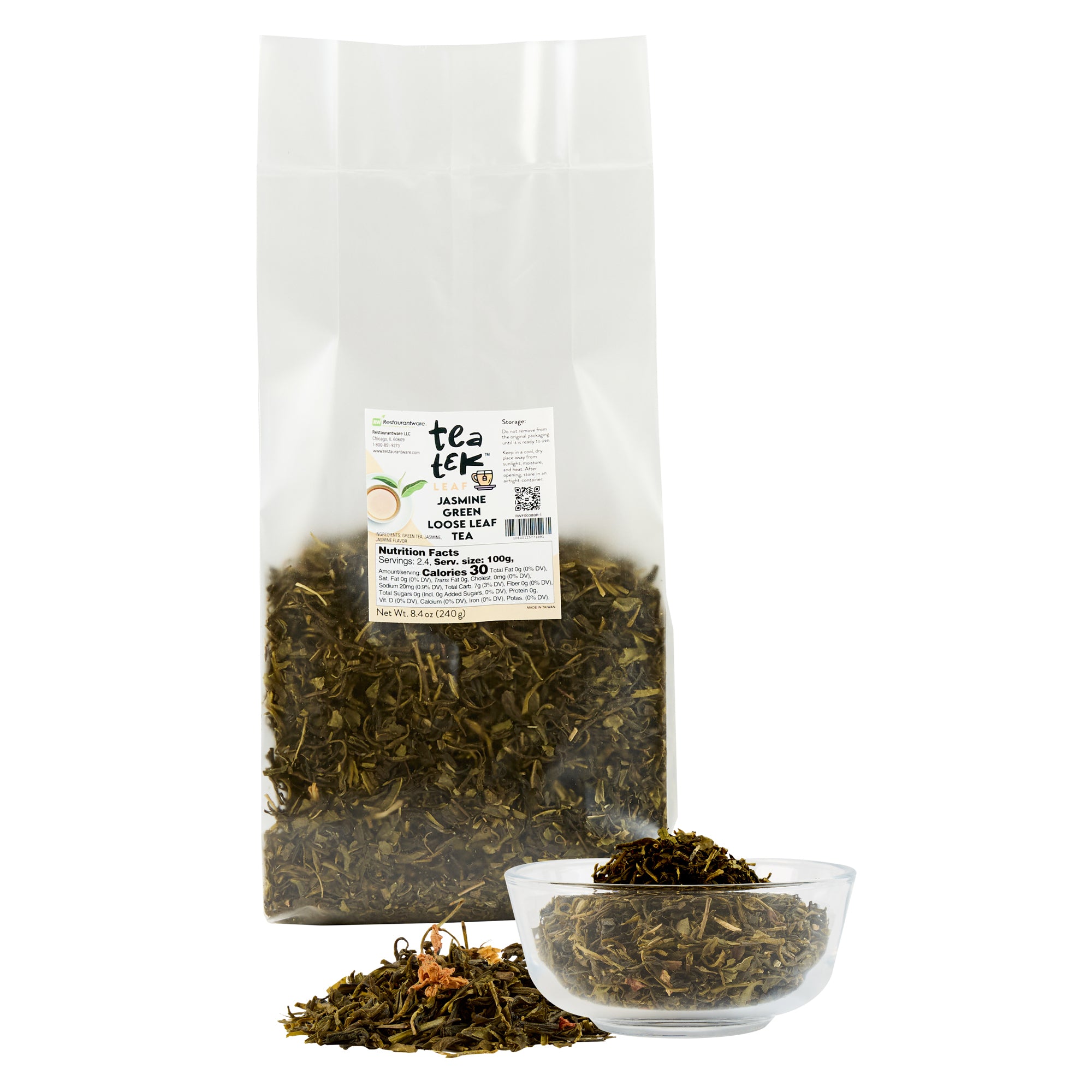 Tea Tek 8.4 oz Jasmine Green Loose Leaf Tea - 25 count box