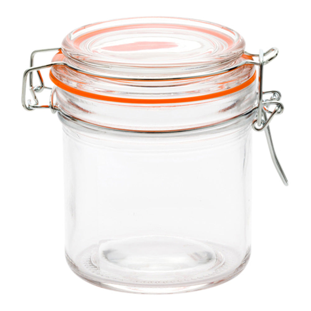 9 oz Round Glass Nostalgic Mason Jar - with Clamp Lid - 3 1/4" x 3 1/4" x 3 3/4" - 10 count box