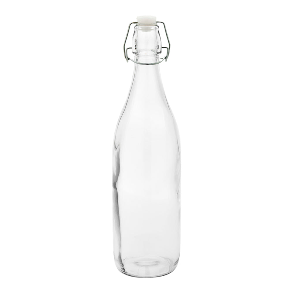 34 oz Round Glass Nostalgic Bottle - Swing Top - 3 1/4" x 3 1/4" x 12 1/2" - 10 count box