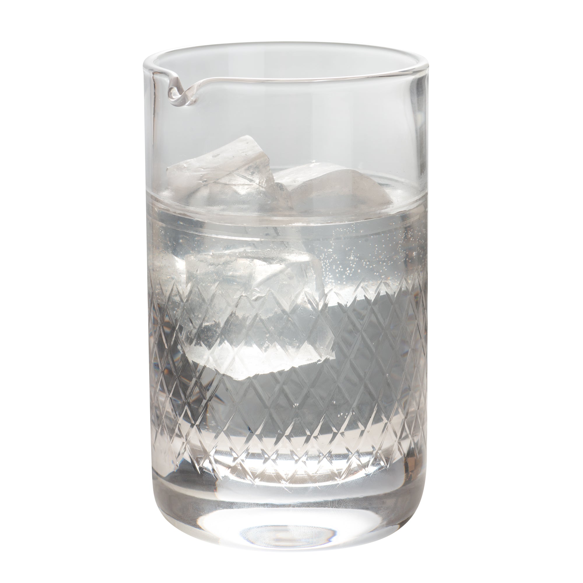 Bar Lux 17 oz Cocktail Mixing Glass - Diamond Cut Pattern, Hand-Blown, Crystal - 3 3/4" x 3 1/2" x 5 3/4" - 1 count box