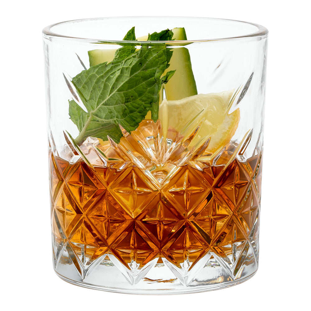 Timeless 12 oz Double Old Fashioned Glass - Etched - 3 1/4" x 3 1/4" x 3 3/4" - 12 count box