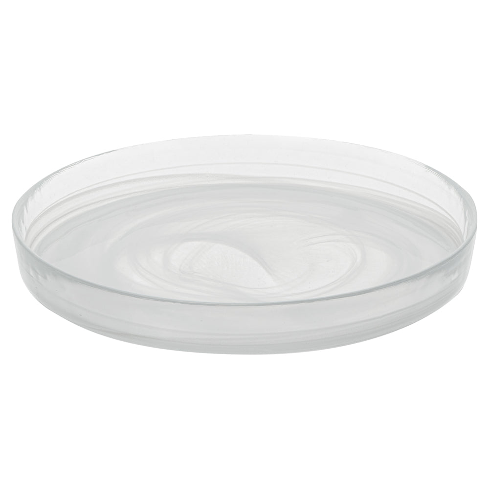 Vetri Round White Glass Alabaster Plate - 8 1/4" x 8 1/4" x 1" - 6 count box