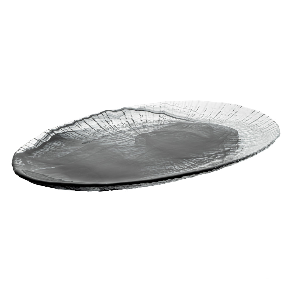 Vetri Oval Black Glass Focus Serving Plate - 15" x 9 3/4" x 1 1/4" - 6 count box