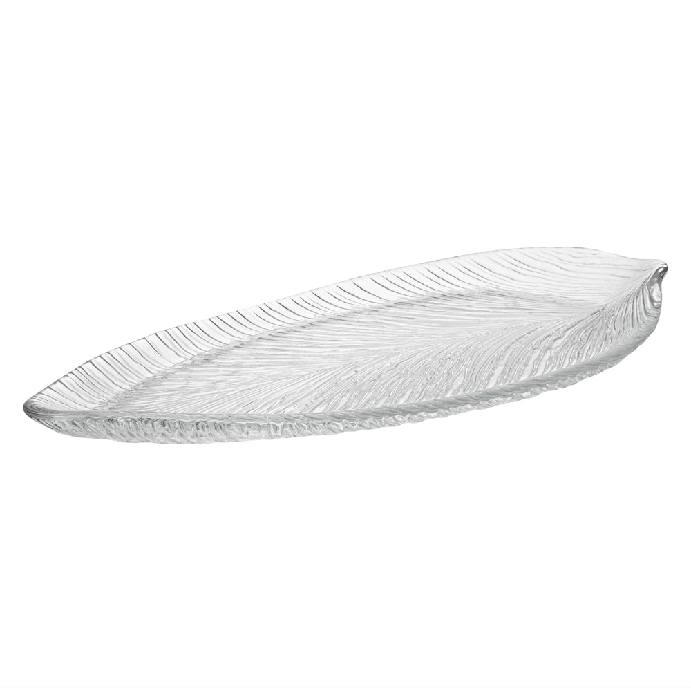 Vetri Clear Glass Leaf Serving Plate - 17" x 7 3/4" x 1 1/4" - 6 count box