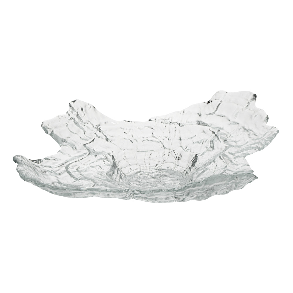 Vetri Abstract Clear Glass Seashell Serving Plate - 18" x 13 1/2" x 3 3/4" - 4 count box