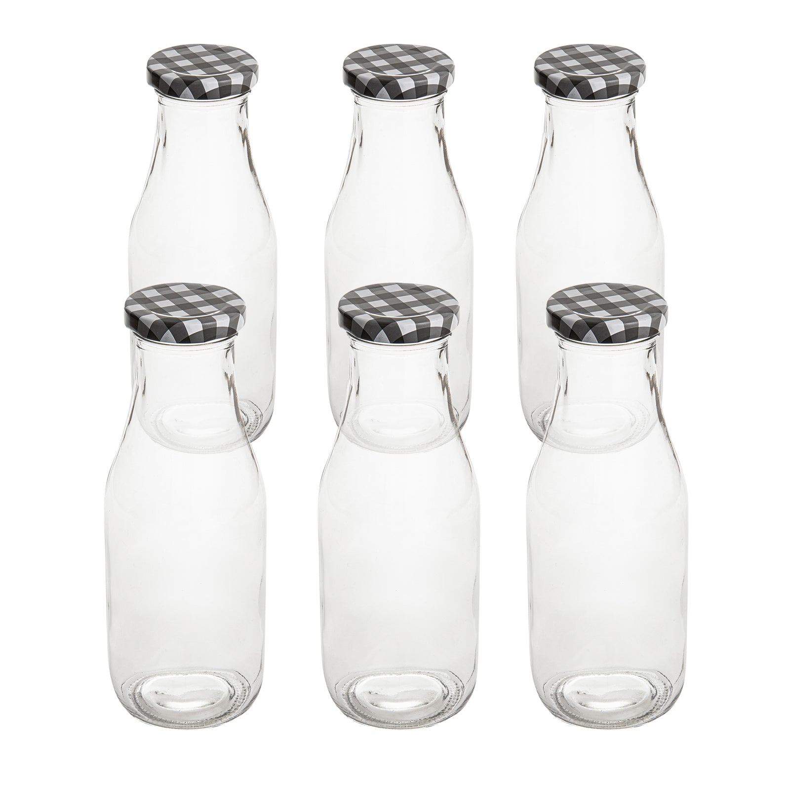 French Countryside 15 oz Glass Bottle - with Black Plaid Lid - 2 1/2" x 2 1/2" x 7 1/2" - 10 count box