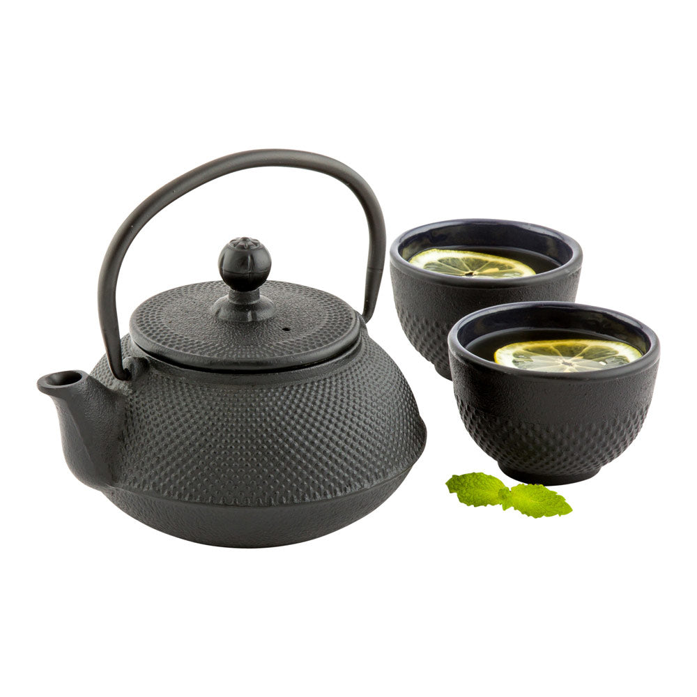 Tetsubin 20 oz Round Black Cast Iron Teapot - 6 1/4" x 5 1/2" x 5 3/4" - 1 count box