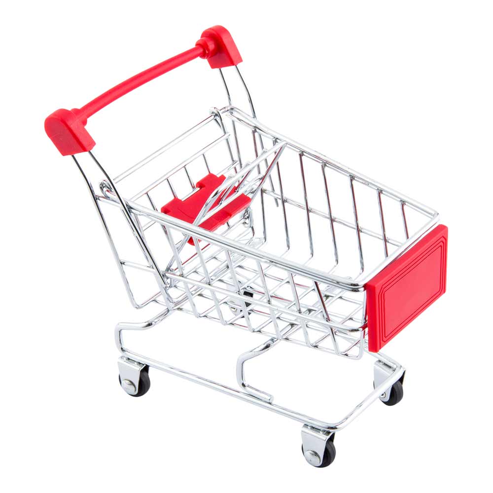 Rectangle Silver Stainless Steel Medium Shopping Cart - 5 1/2" x 5 1/2" x 3 3/4" - 1 count box